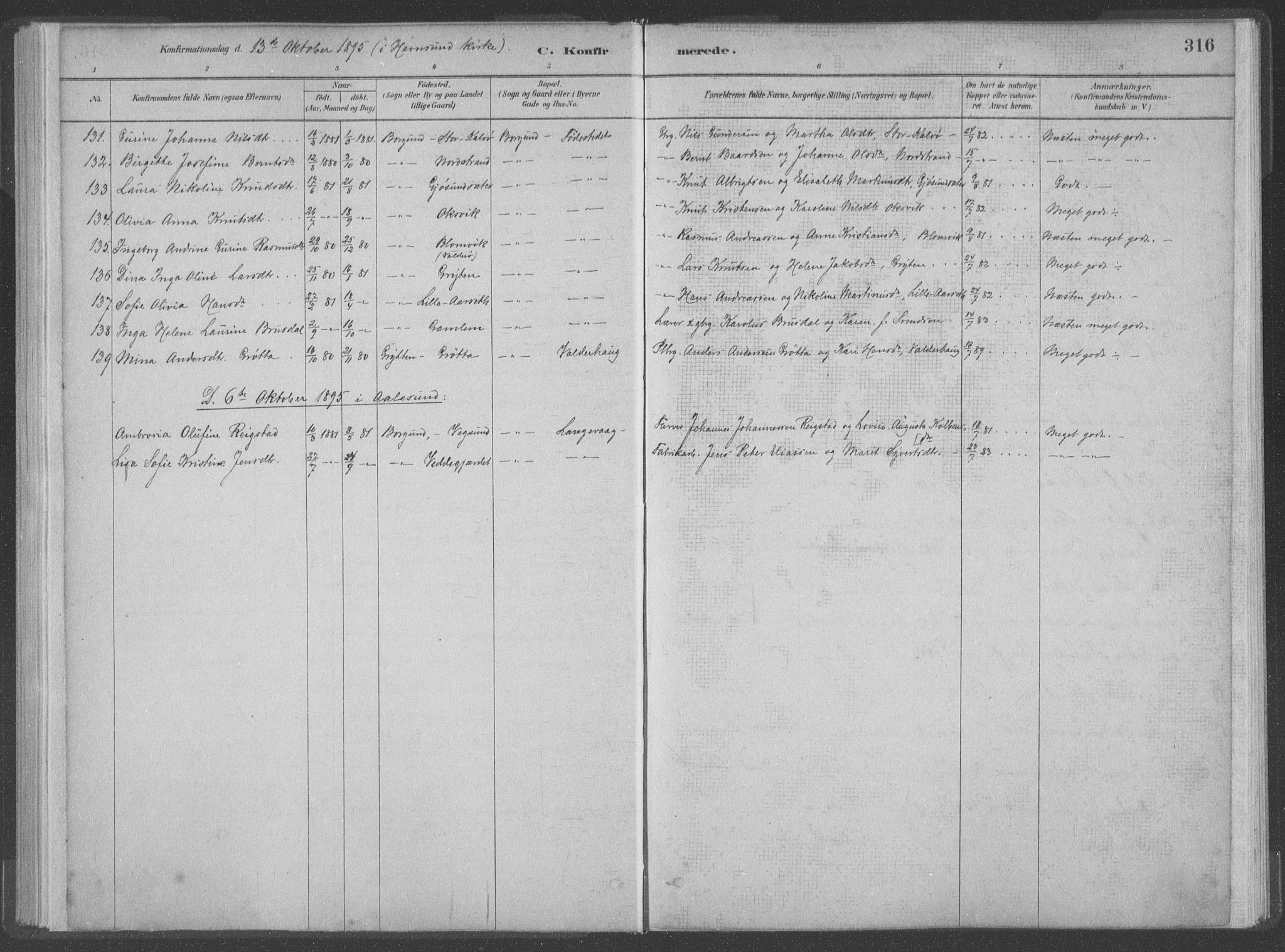 Ministerialprotokoller, klokkerbøker og fødselsregistre - Møre og Romsdal, SAT/A-1454/528/L0402: Parish register (official) no. 528A12II, 1880-1903, p. 316