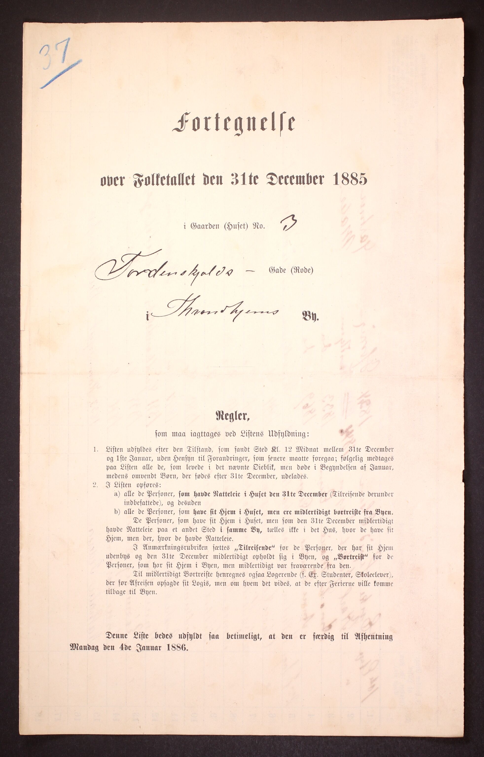 SAT, 1885 census for 1601 Trondheim, 1885, p. 1199