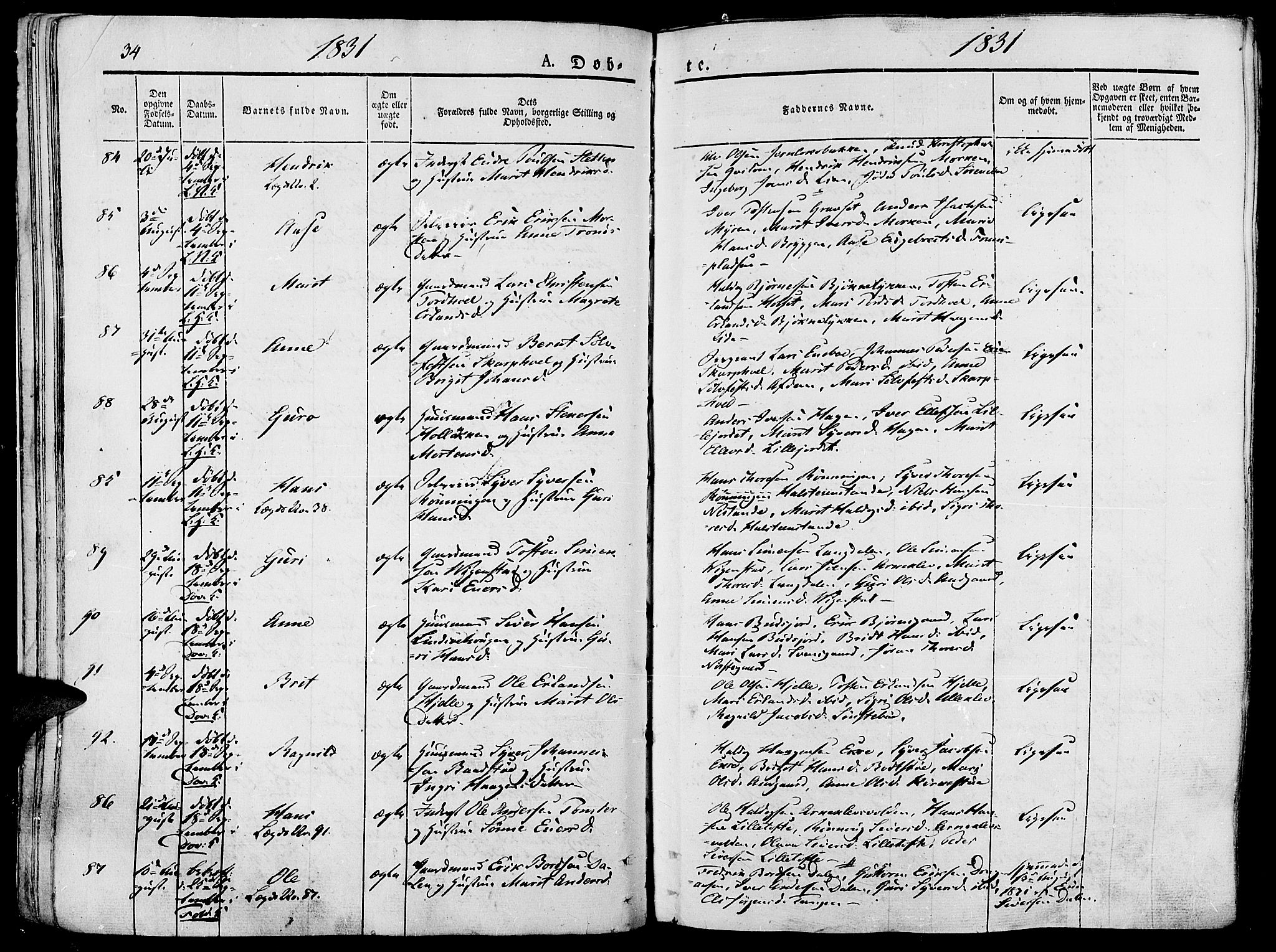 Lesja prestekontor, AV/SAH-PREST-068/H/Ha/Haa/L0005: Parish register (official) no. 5, 1830-1842, p. 34