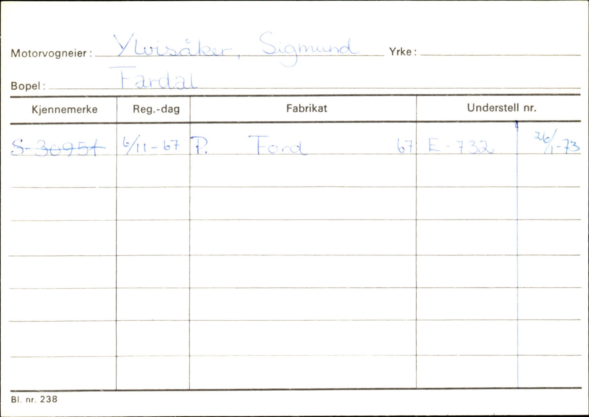 Statens vegvesen, Sogn og Fjordane vegkontor, AV/SAB-A-5301/4/F/L0125: Eigarregister Sogndal V-Å. Aurland A-Å. Fjaler A-N, 1945-1975, p. 174