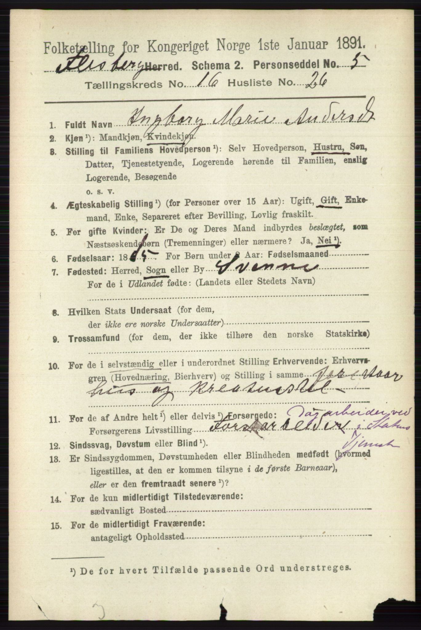 RA, 1891 census for 0631 Flesberg, 1891, p. 2970