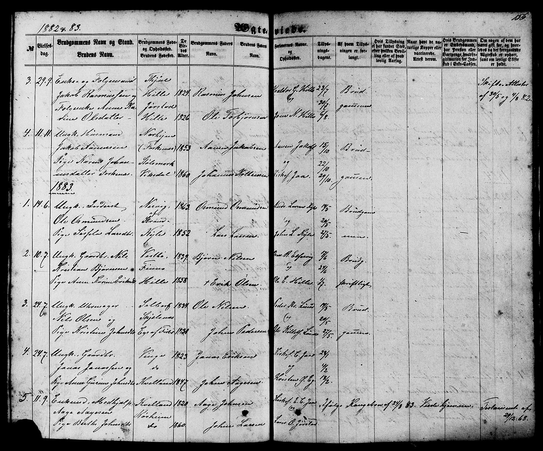 Nedstrand sokneprestkontor, AV/SAST-A-101841/01/IV: Parish register (official) no. A 10, 1861-1887, p. 156