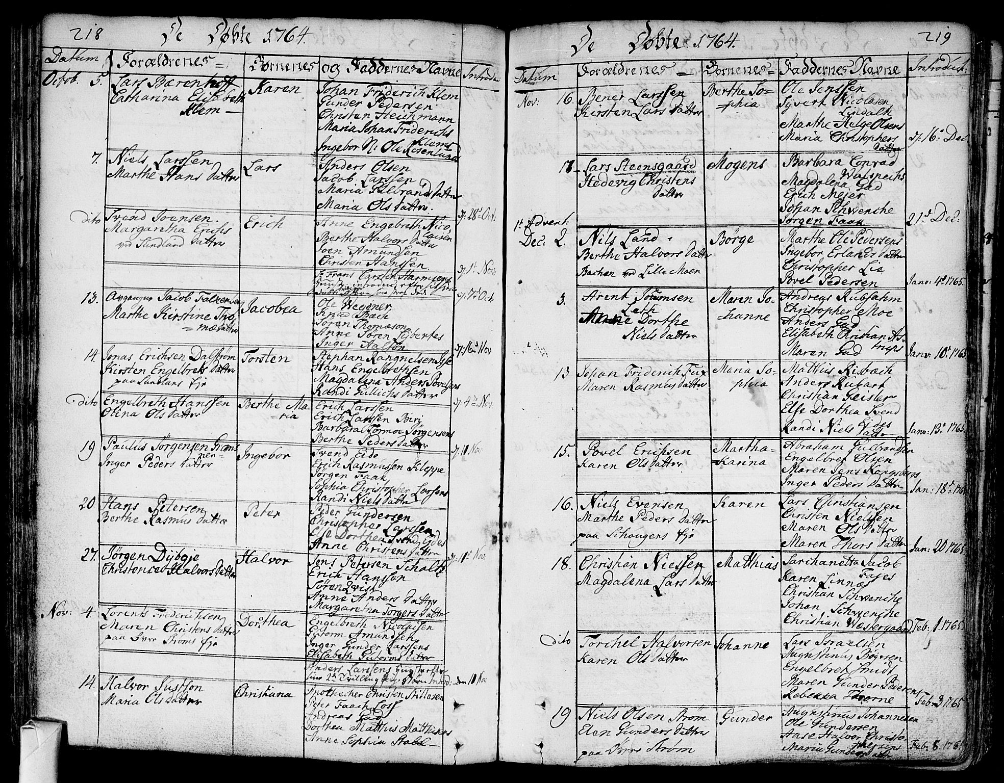 Bragernes kirkebøker, AV/SAKO-A-6/F/Fa/L0005: Parish register (official) no. I 5, 1759-1781, p. 218-219