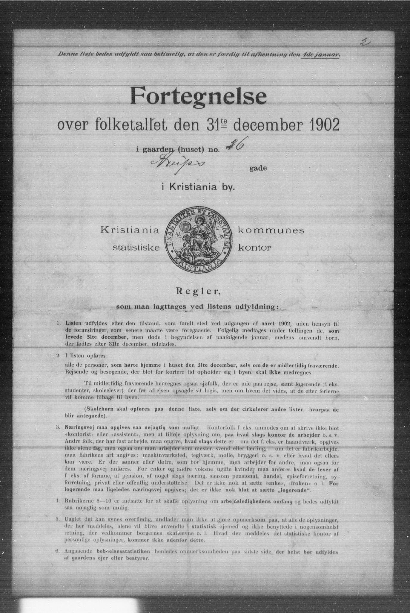 OBA, Municipal Census 1902 for Kristiania, 1902, p. 581