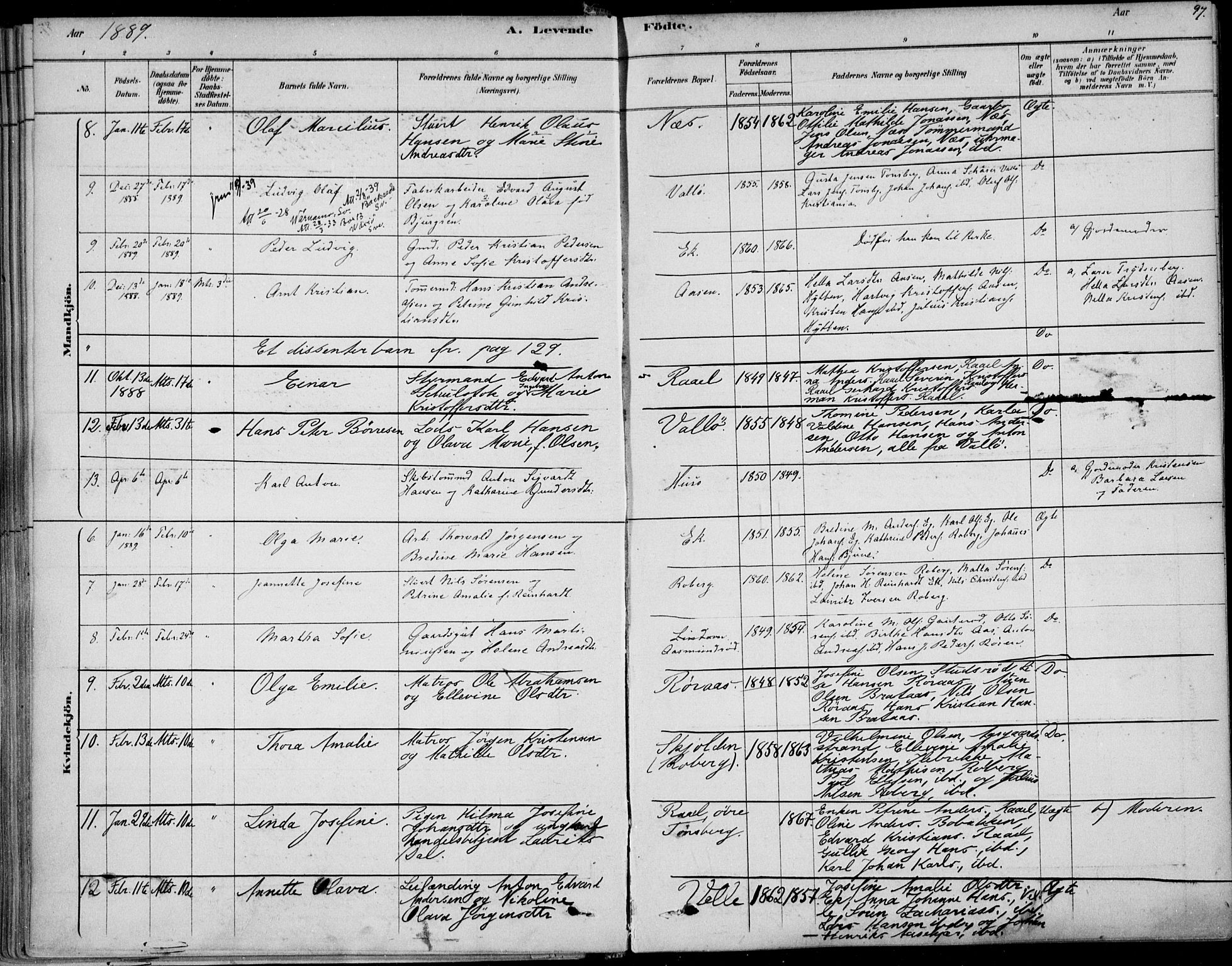 Sem kirkebøker, AV/SAKO-A-5/F/Fb/L0004: Parish register (official) no. II 4, 1878-1891, p. 97