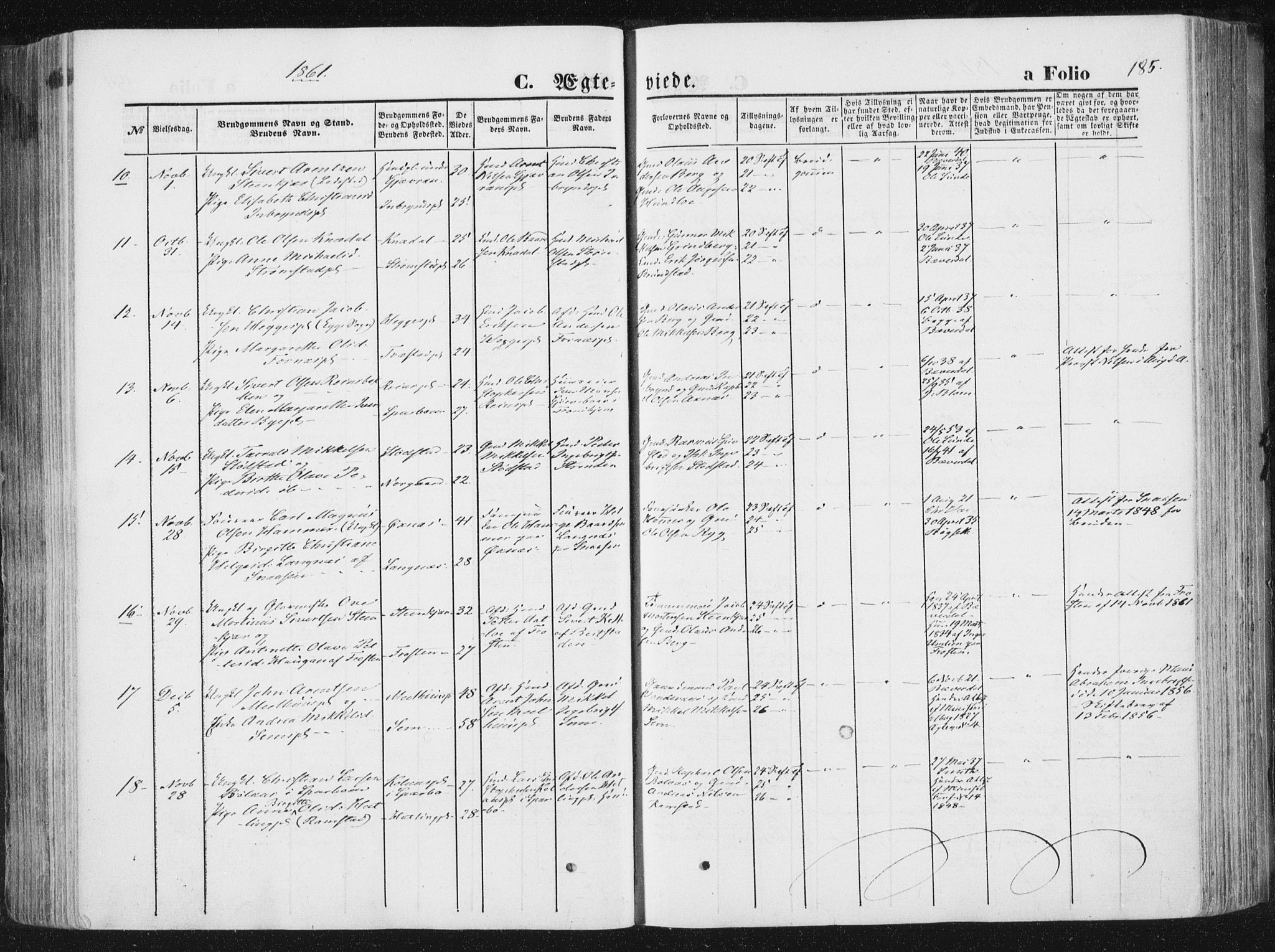 Ministerialprotokoller, klokkerbøker og fødselsregistre - Nord-Trøndelag, SAT/A-1458/746/L0447: Parish register (official) no. 746A06, 1860-1877, p. 185