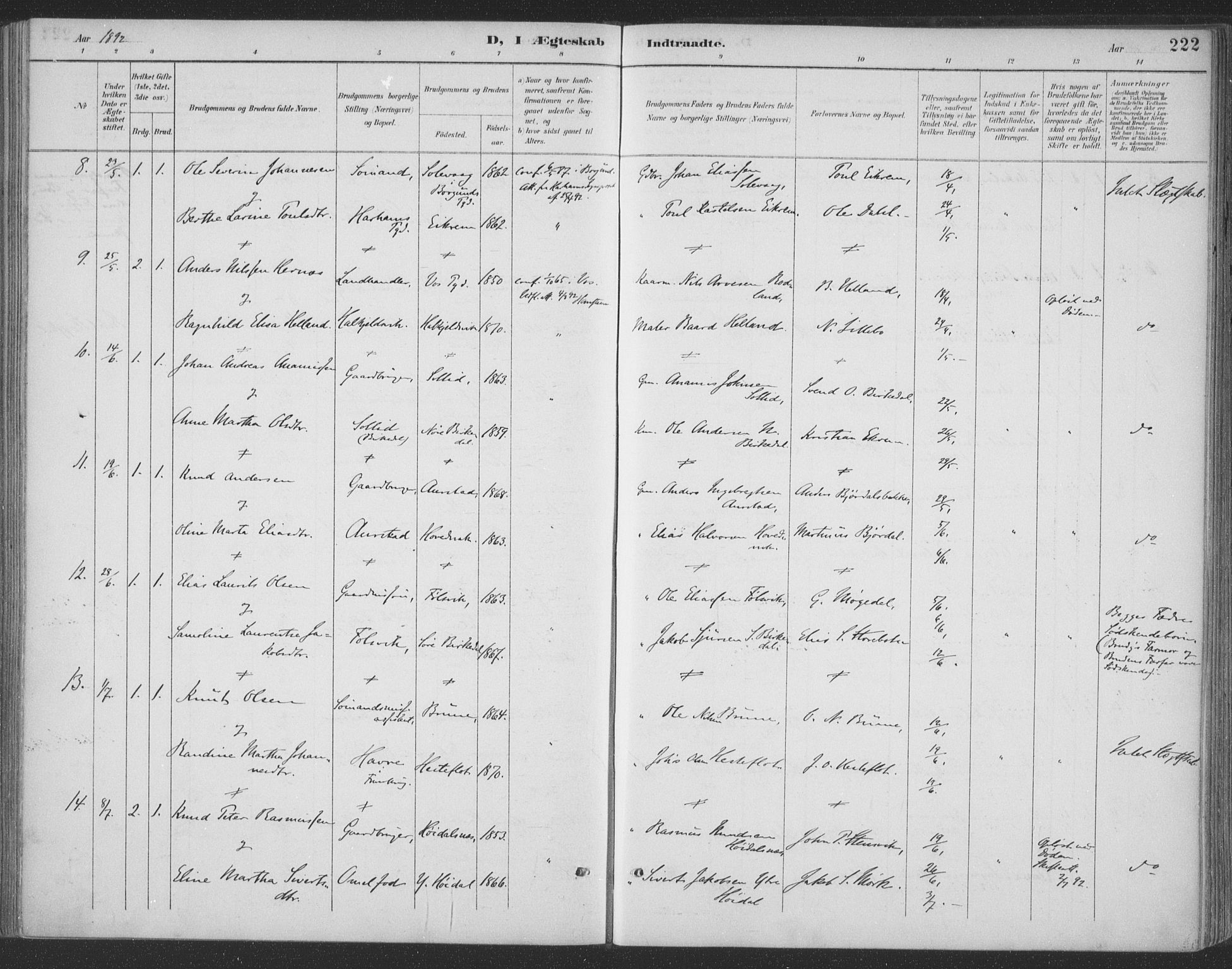 Ministerialprotokoller, klokkerbøker og fødselsregistre - Møre og Romsdal, AV/SAT-A-1454/511/L0142: Parish register (official) no. 511A09, 1891-1905, p. 222