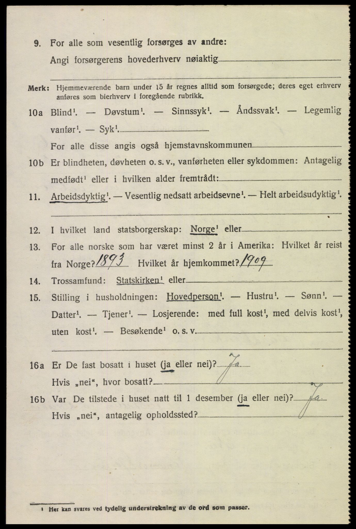 SAK, 1920 census for Grindheim, 1920, p. 1864