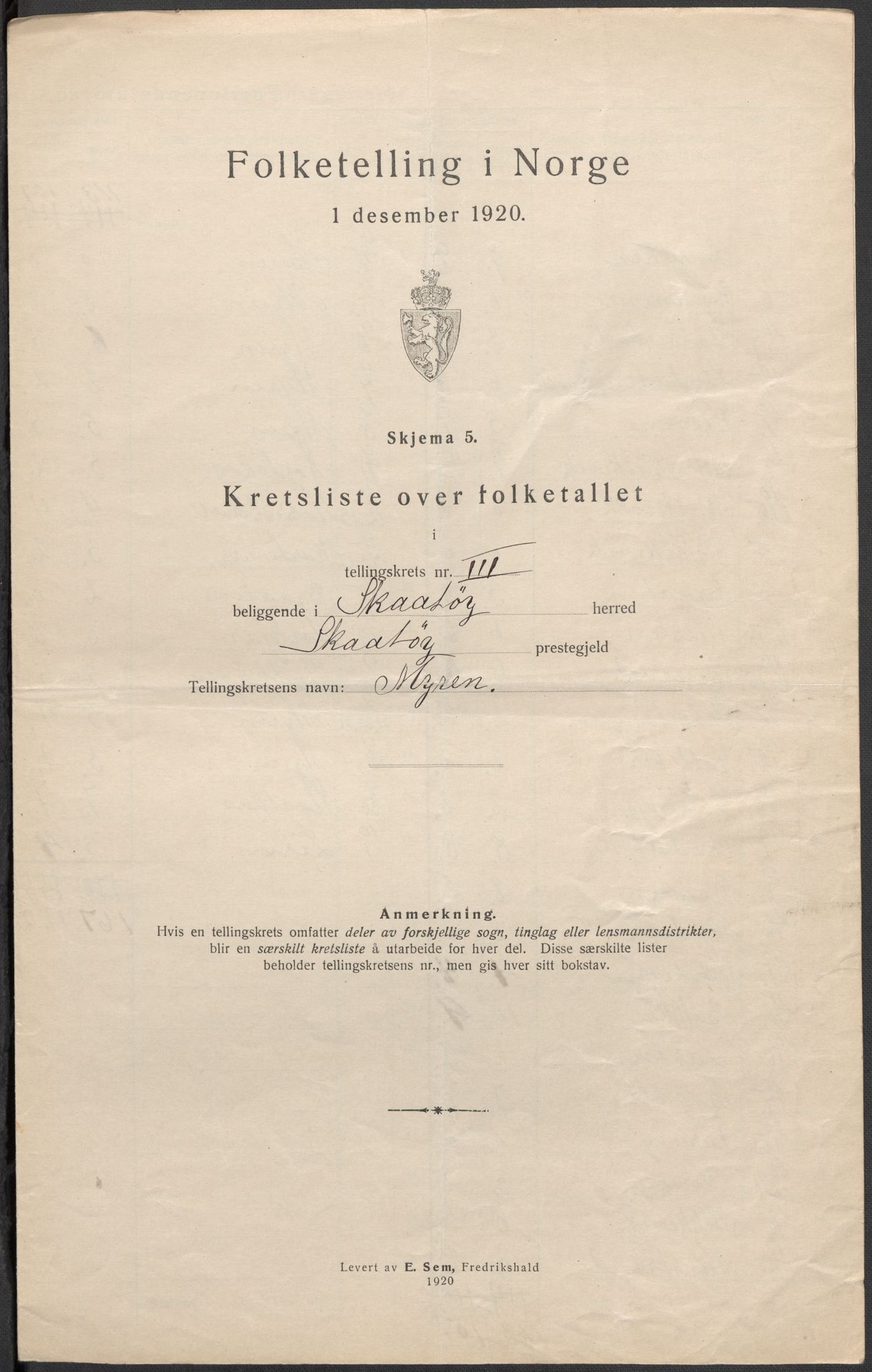 SAKO, 1920 census for Skåtøy, 1920, p. 11