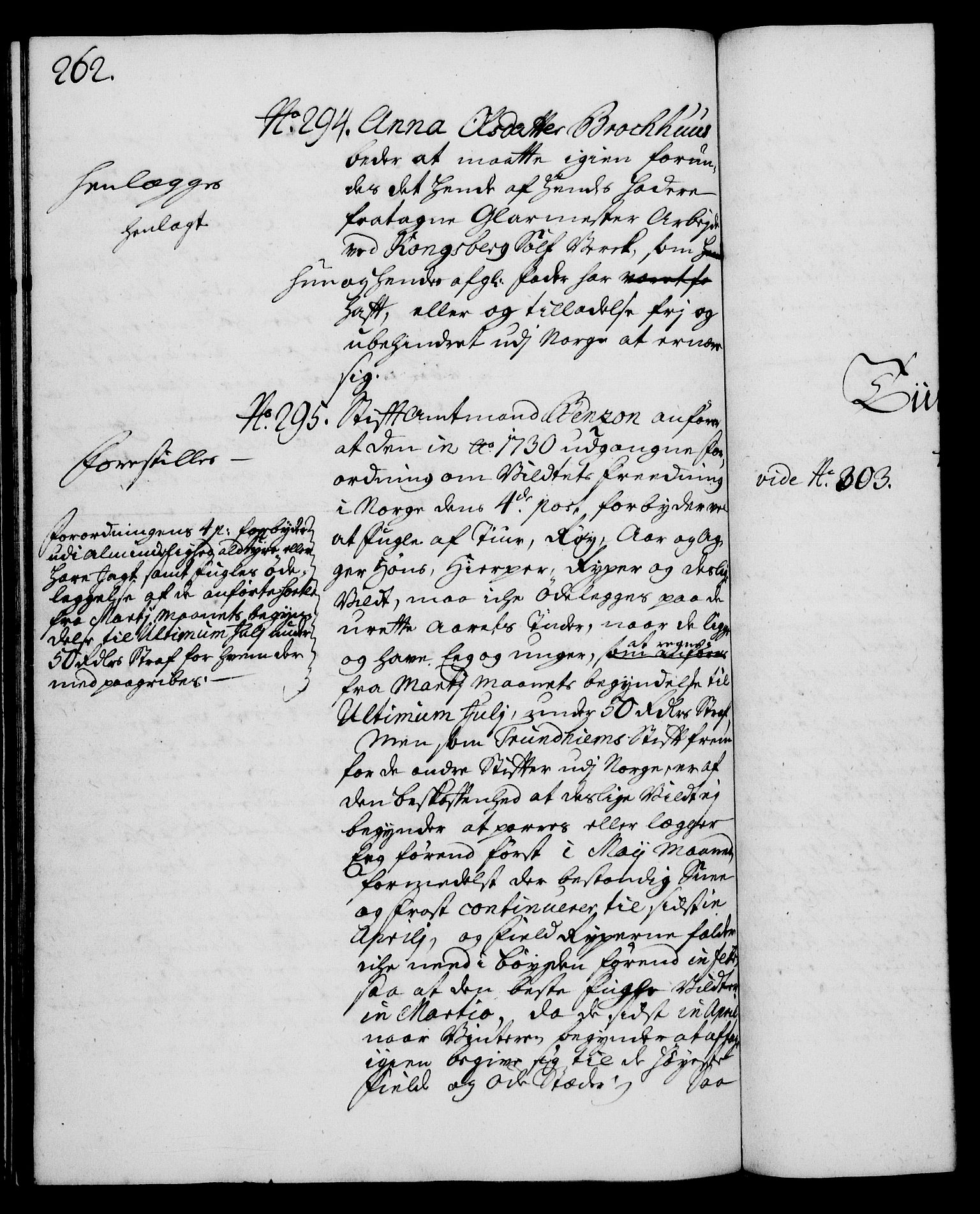 Rentekammeret, Kammerkanselliet, RA/EA-3111/G/Gh/Gha/L0013: Norsk ekstraktmemorialprotokoll (merket RK 53.58), 1731, p. 262