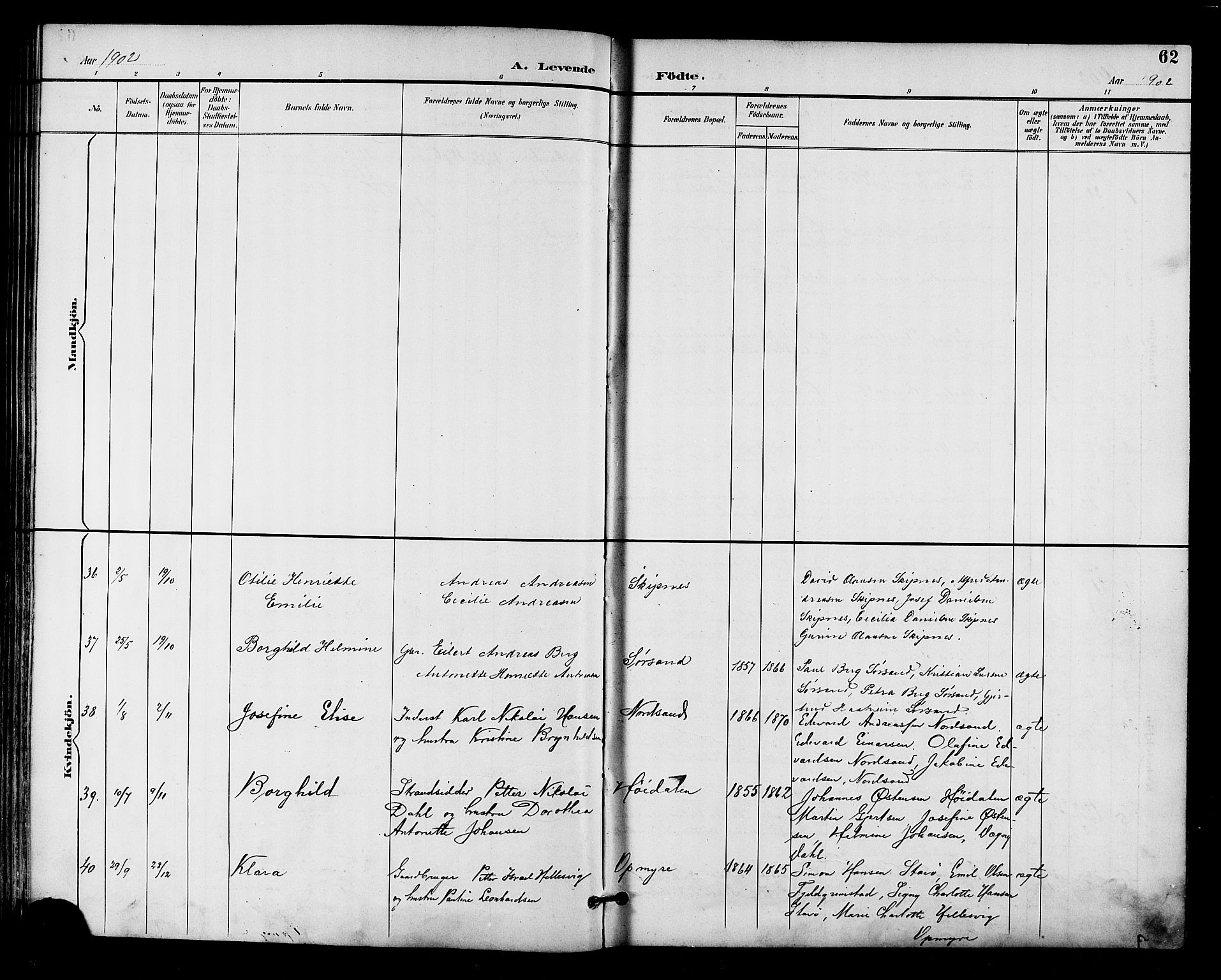 Ministerialprotokoller, klokkerbøker og fødselsregistre - Nordland, AV/SAT-A-1459/893/L1338: Parish register (official) no. 893A10, 1894-1903, p. 62