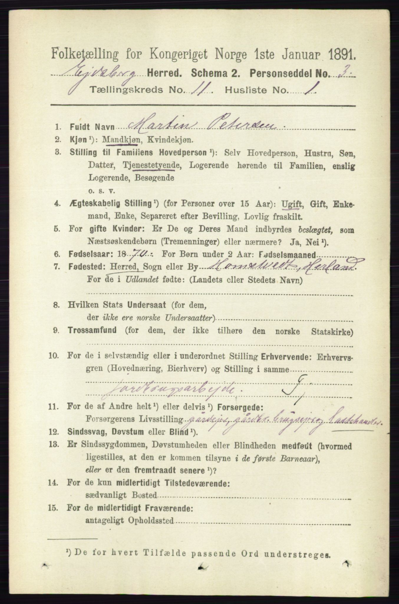 RA, 1891 census for 0125 Eidsberg, 1891, p. 6365