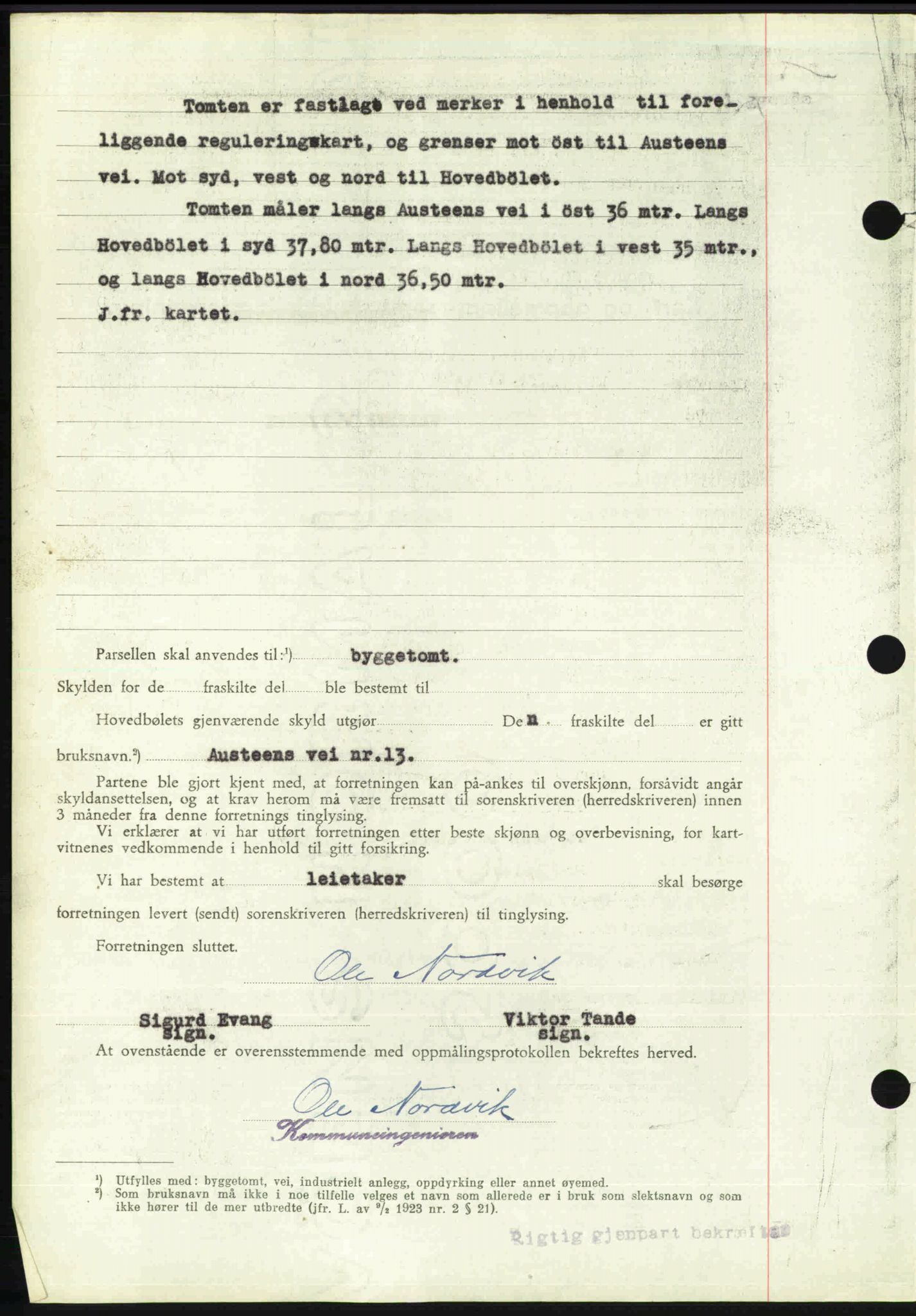 Toten tingrett, SAH/TING-006/H/Hb/Hbc/L0020: Mortgage book no. Hbc-20, 1948-1948, Diary no: : 2940/1948
