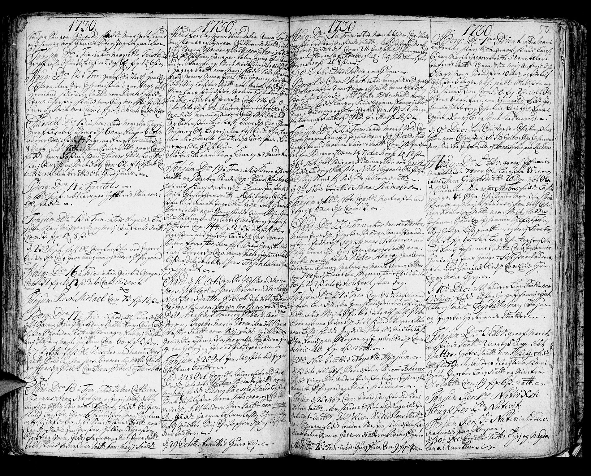 Lærdal sokneprestembete, AV/SAB-A-81201: Parish register (official) no. A 1, 1711-1752, p. 50