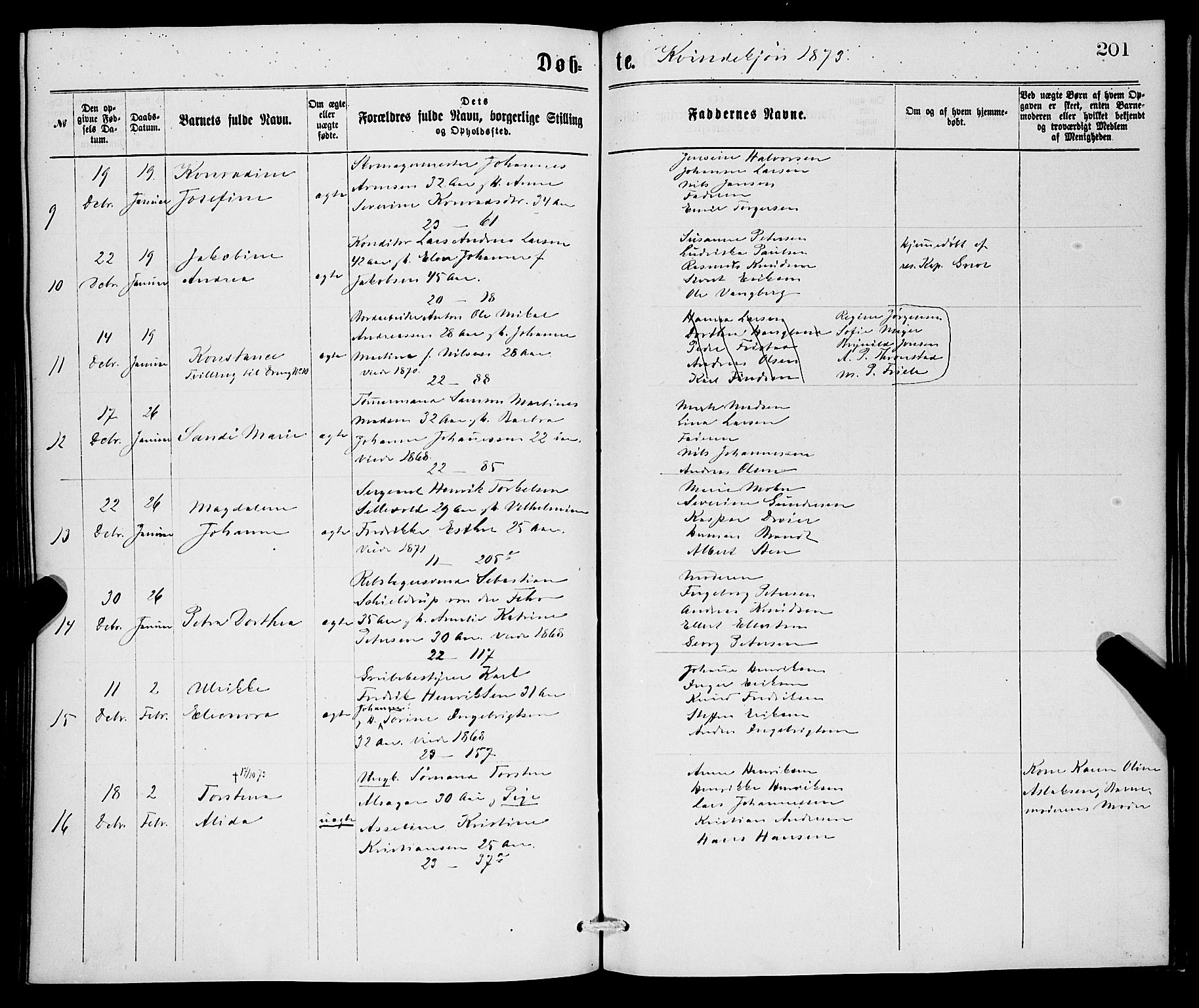 Korskirken sokneprestembete, AV/SAB-A-76101/H/Hab: Parish register (copy) no. B 6, 1869-1874, p. 201
