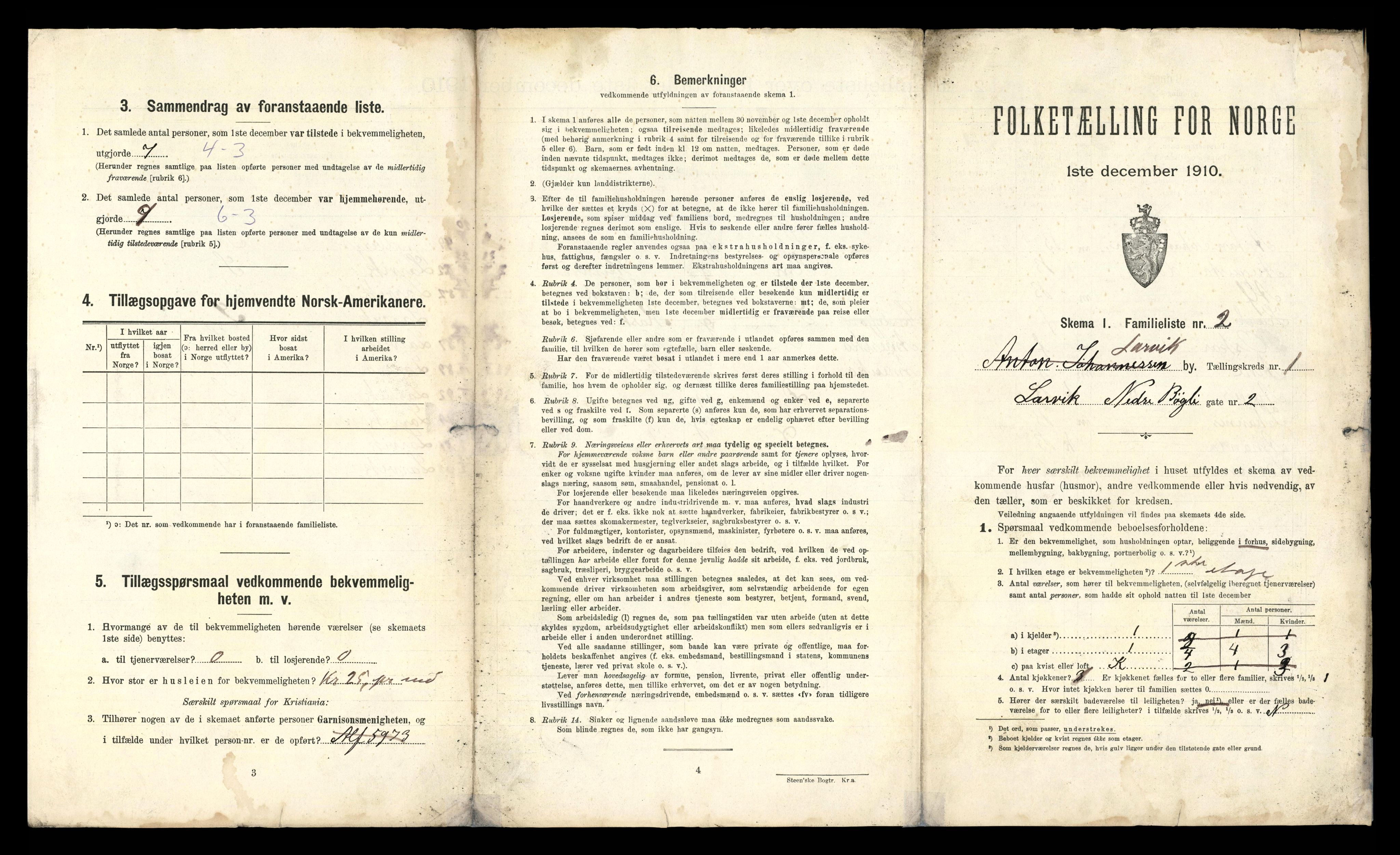 RA, 1910 census for Larvik, 1910, p. 79