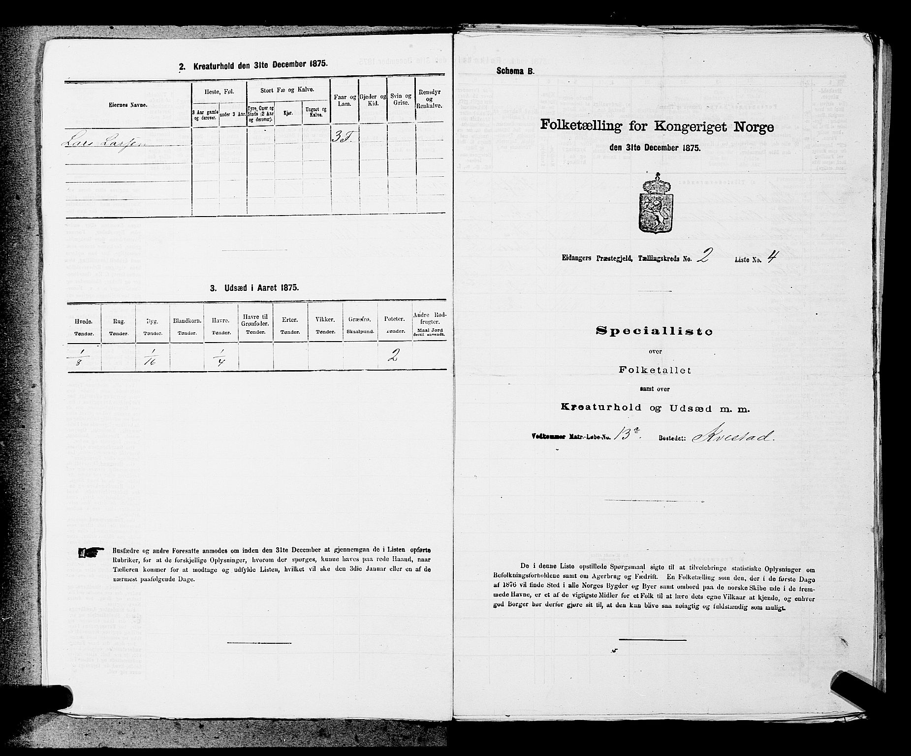 SAKO, 1875 census for 0813P Eidanger, 1875, p. 270