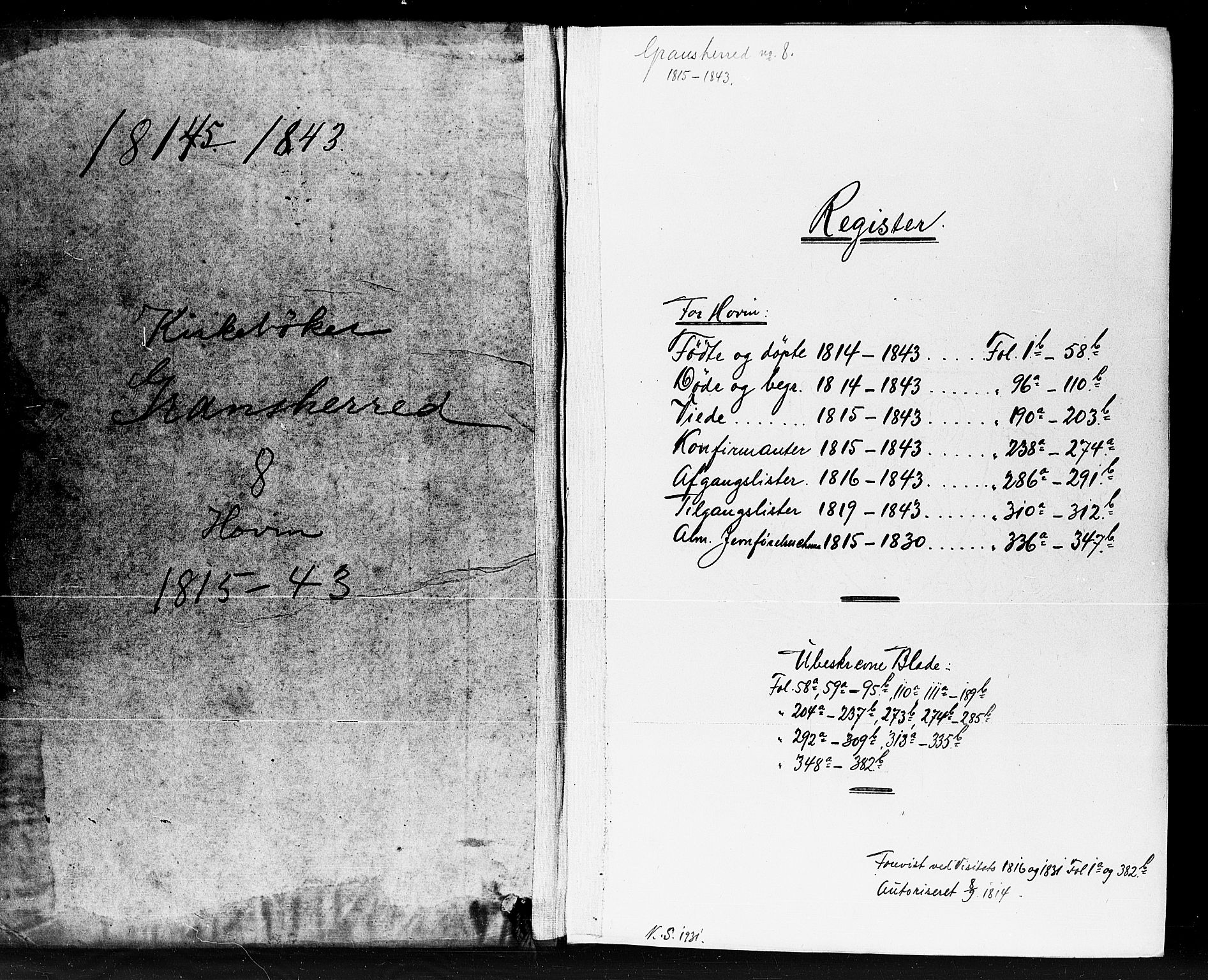 Gransherad kirkebøker, SAKO/A-267/F/Fb/L0002: Parish register (official) no. II 2, 1815-1843