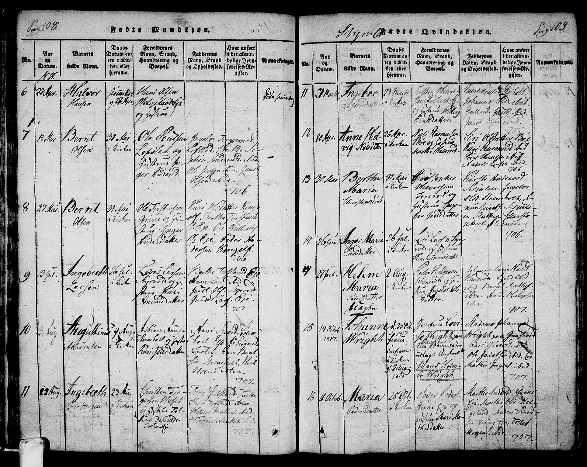 Lardal kirkebøker, AV/SAKO-A-350/F/Fa/L0005: Parish register (official) no. I 5, 1814-1835, p. 108-109