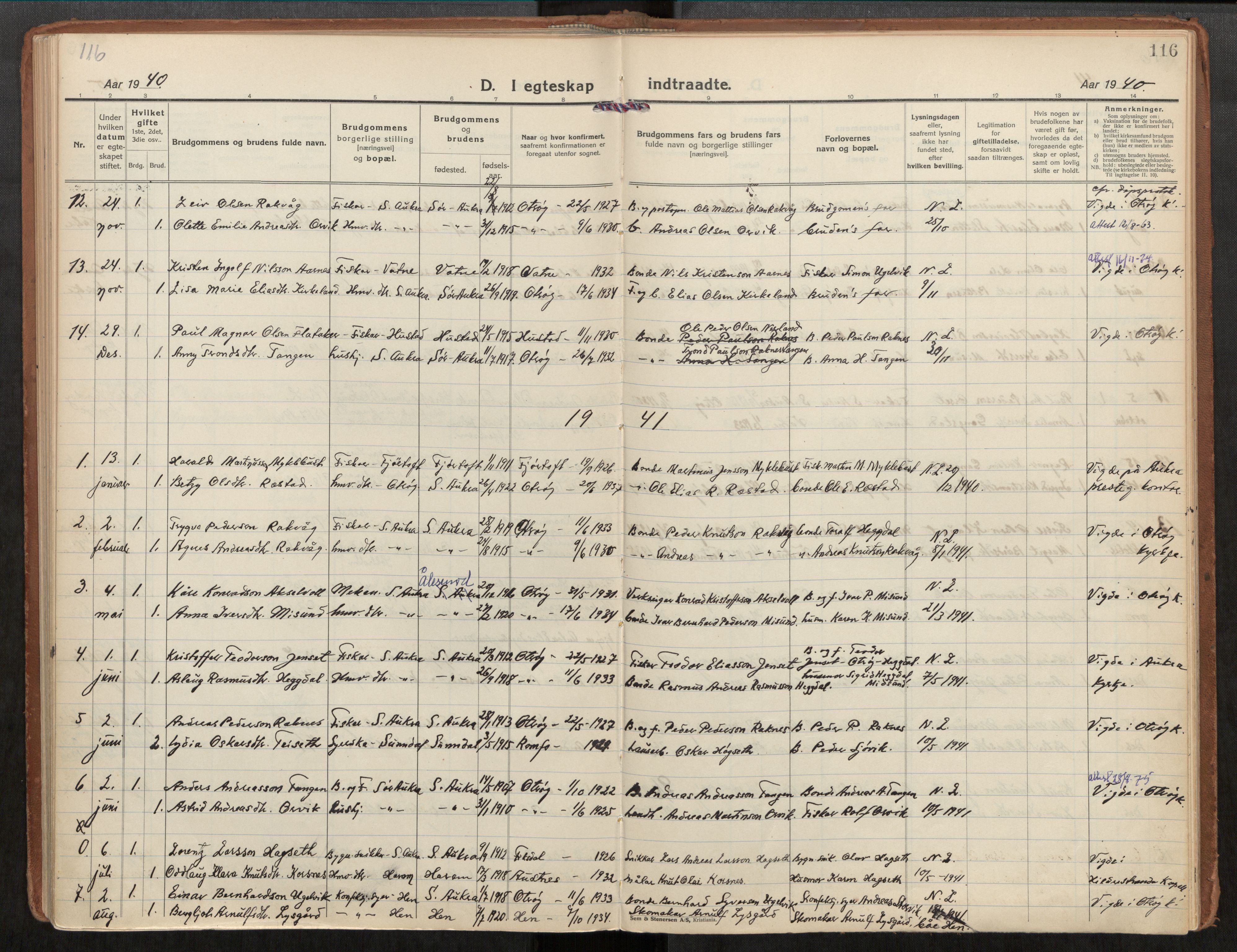 Ministerialprotokoller, klokkerbøker og fødselsregistre - Møre og Romsdal, AV/SAT-A-1454/563/L0741: Parish register (official) no. 563A03, 1924-1945, p. 116