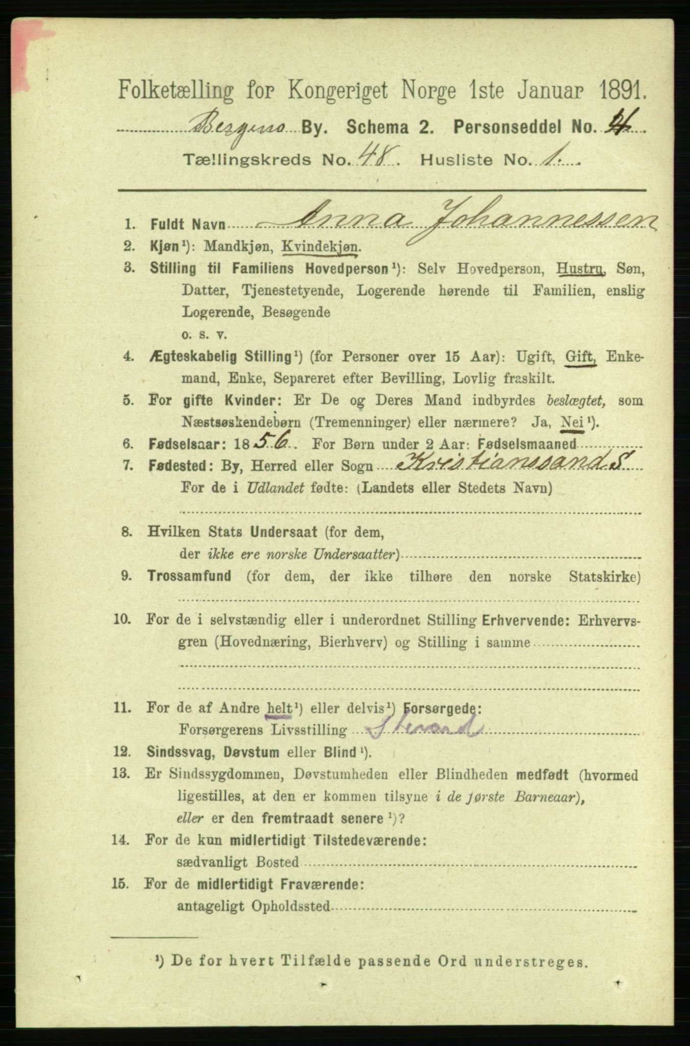 RA, 1891 Census for 1301 Bergen, 1891, p. 56906