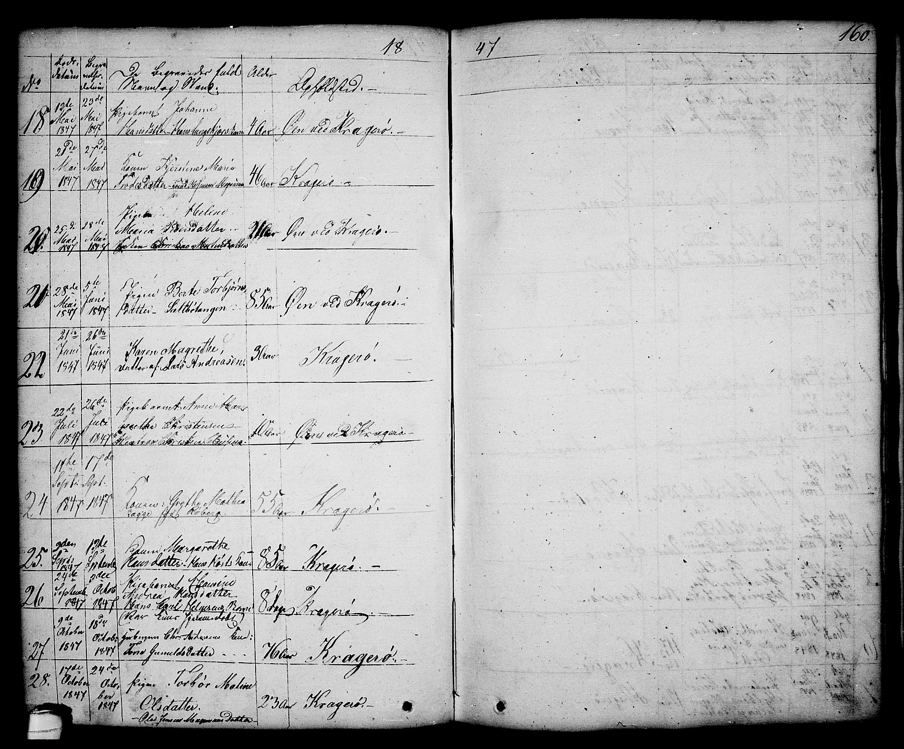 Kragerø kirkebøker, AV/SAKO-A-278/G/Ga/L0003: Parish register (copy) no. 3, 1832-1852, p. 160