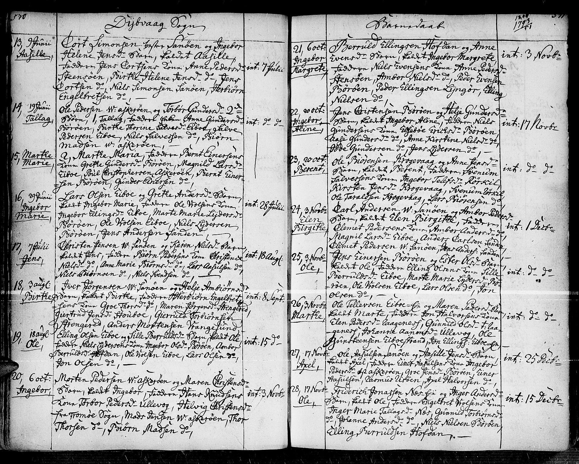 Dypvåg sokneprestkontor, SAK/1111-0007/F/Fa/Faa/L0001: Parish register (official) no. A 1 /1, 1765-1798, p. 570-571