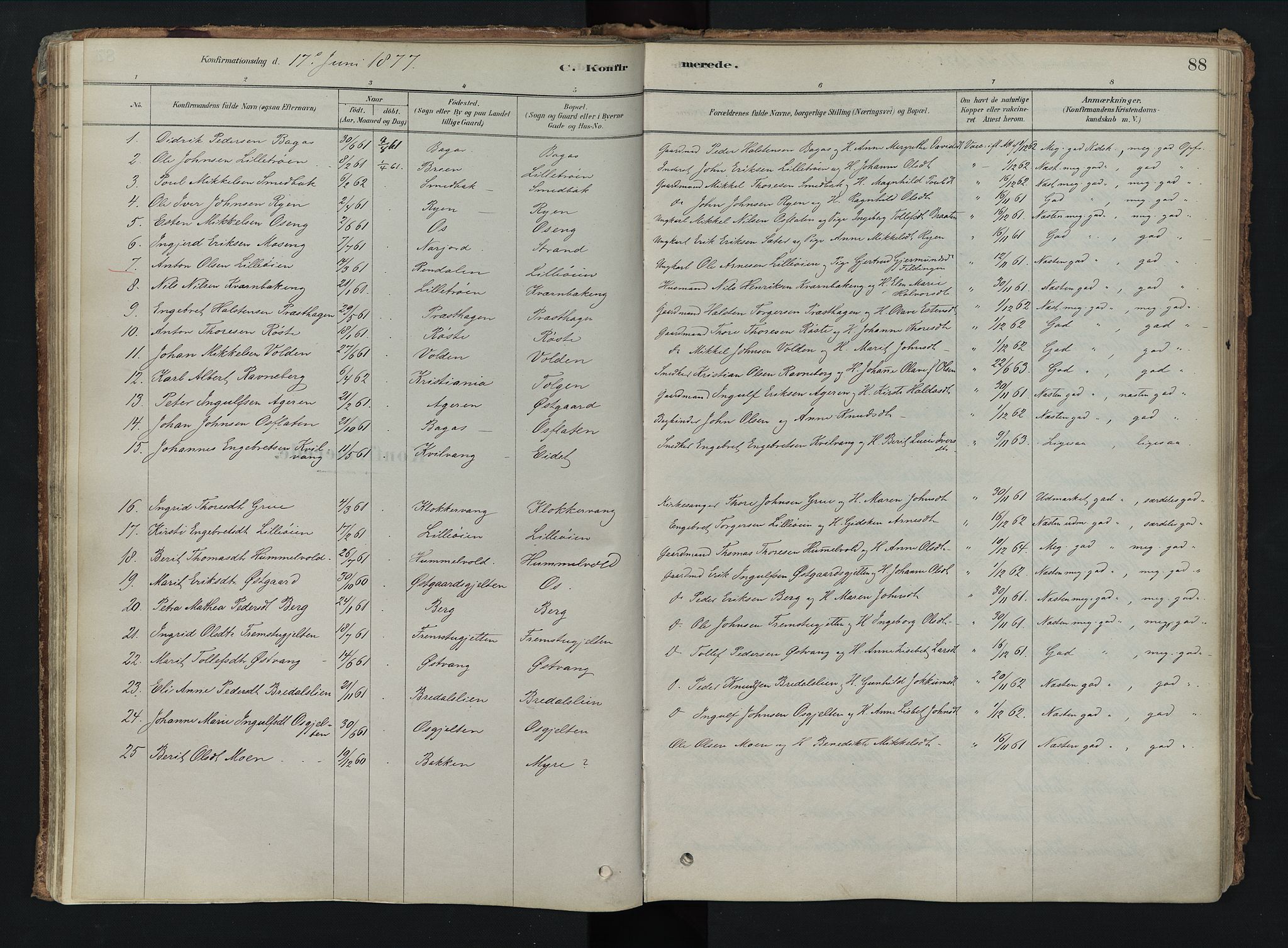 Tolga prestekontor, SAH/PREST-062/K/L0008: Parish register (official) no. 8, 1877-1910, p. 88