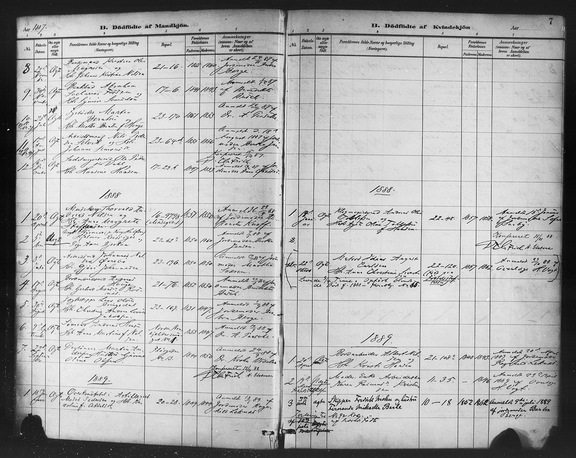 Korskirken sokneprestembete, SAB/A-76101/H/Haa/L0047: Parish register (official) no. E 5, 1884-1910, p. 7