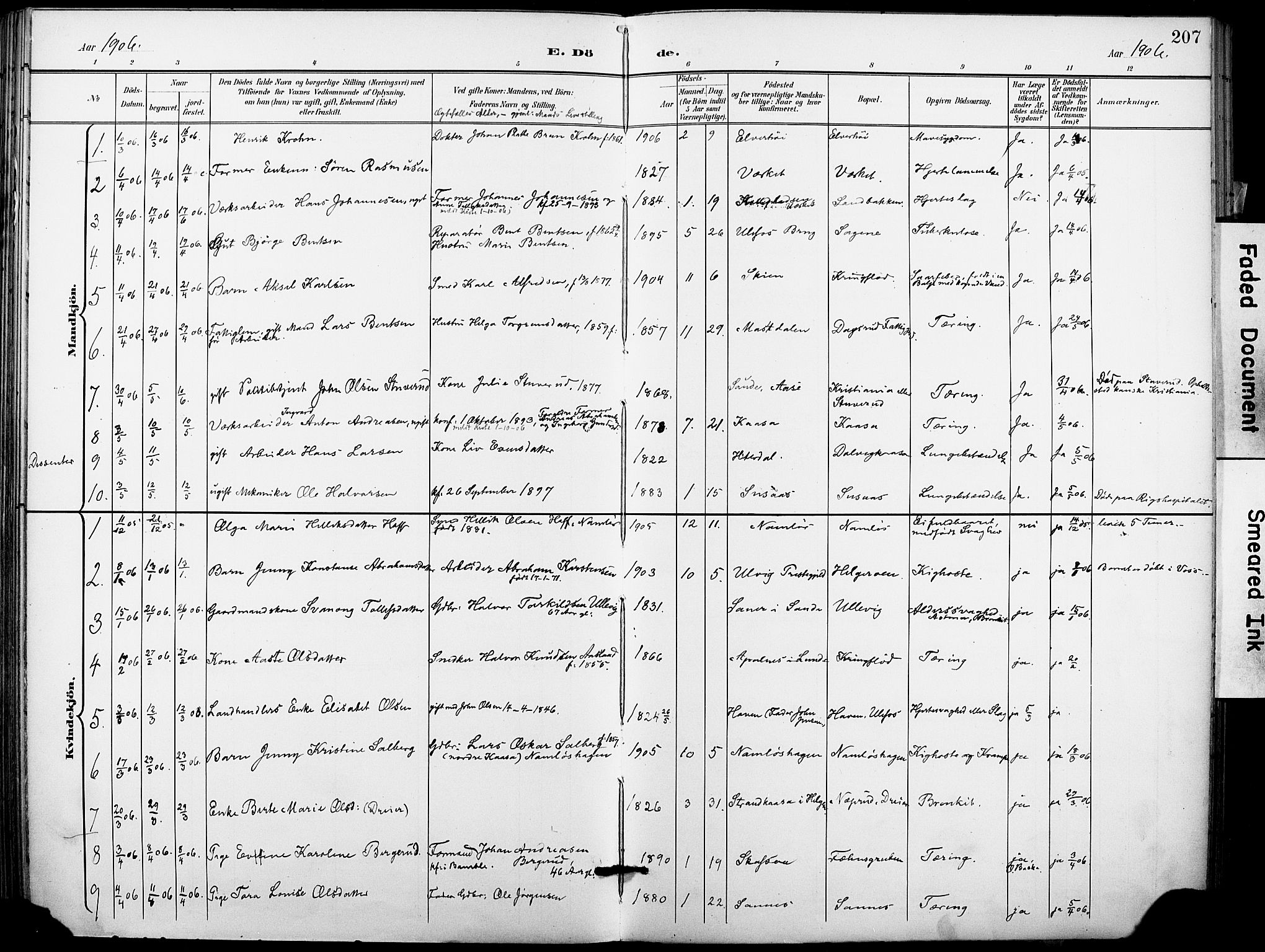 Holla kirkebøker, SAKO/A-272/F/Fa/L0010: Parish register (official) no. 10, 1897-1907, p. 207