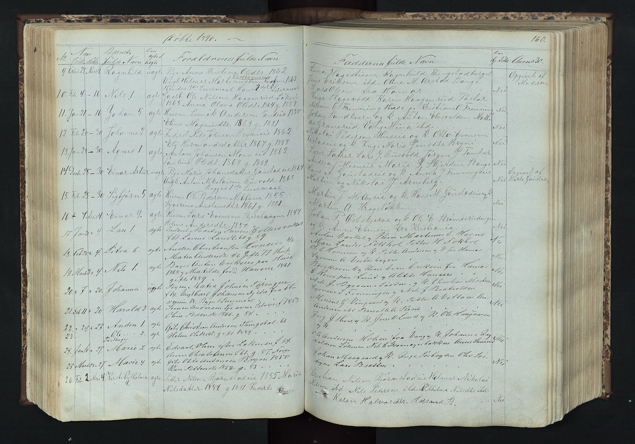 Romedal prestekontor, SAH/PREST-004/L/L0011: Parish register (copy) no. 11, 1867-1895, p. 160