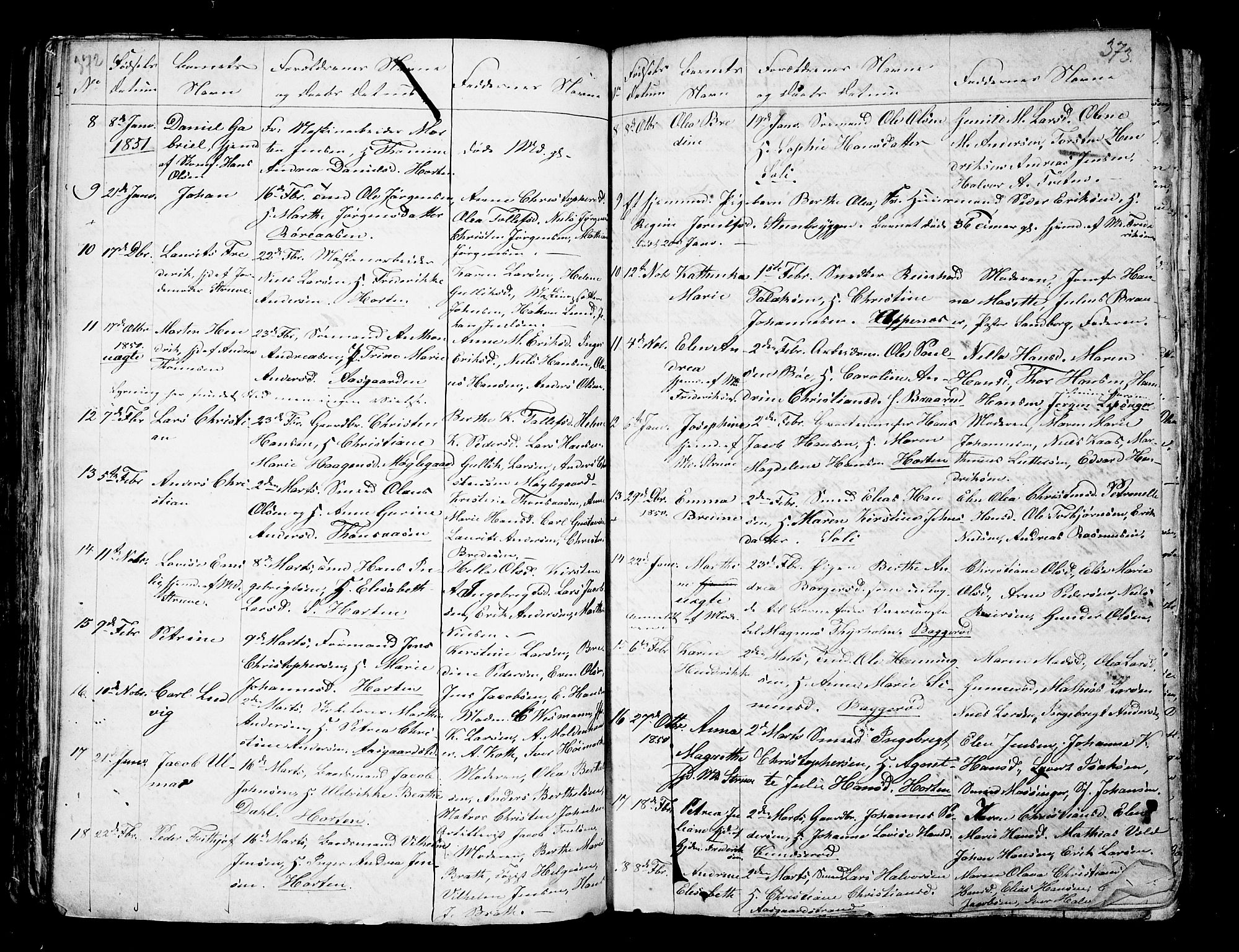 Borre kirkebøker, AV/SAKO-A-338/G/Ga/L0001: Parish register (copy) no. I 1, 1815-1851, p. 374-375