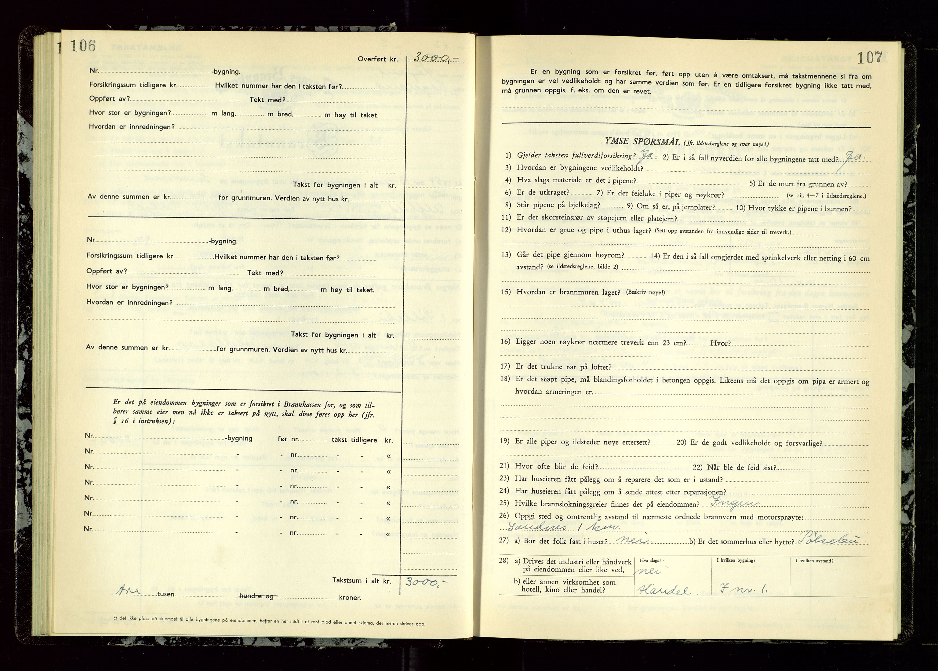 Høyland/Sandnes lensmannskontor, AV/SAST-A-100166/Gob/L0009: "Branntakstprotokoll", 1952-1955, p. 106-107