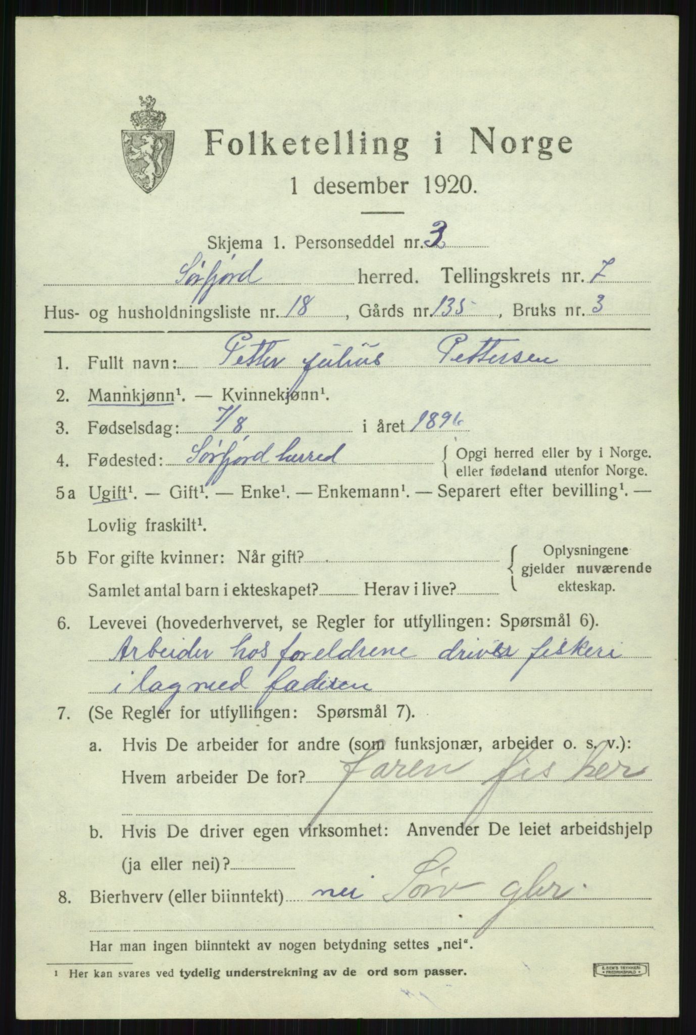 SATØ, 1920 census for Sørfjord, 1920, p. 2972