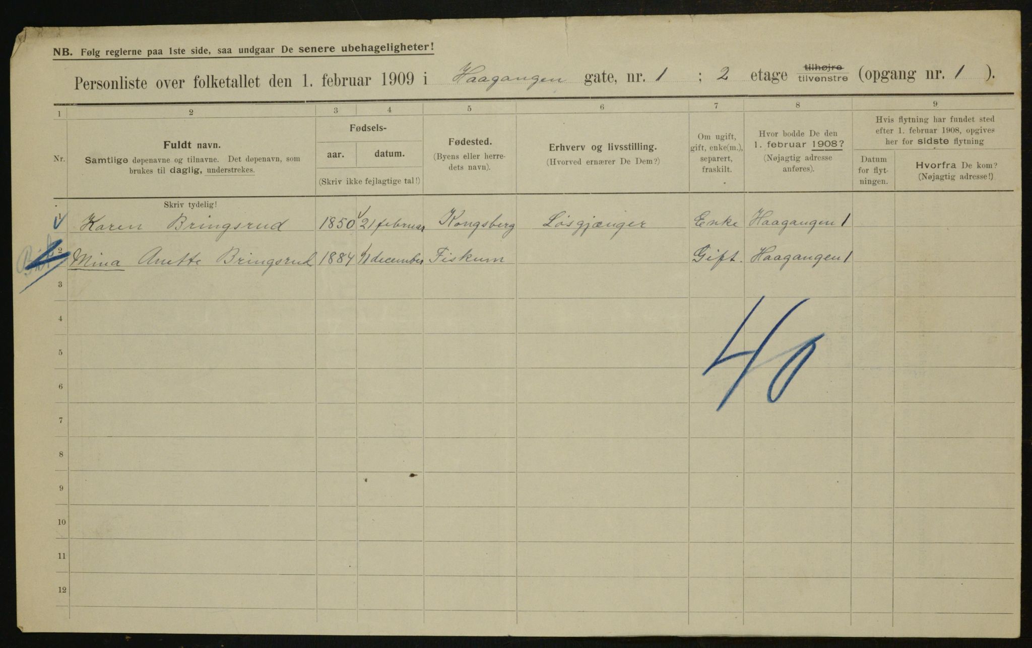 OBA, Municipal Census 1909 for Kristiania, 1909, p. 38787