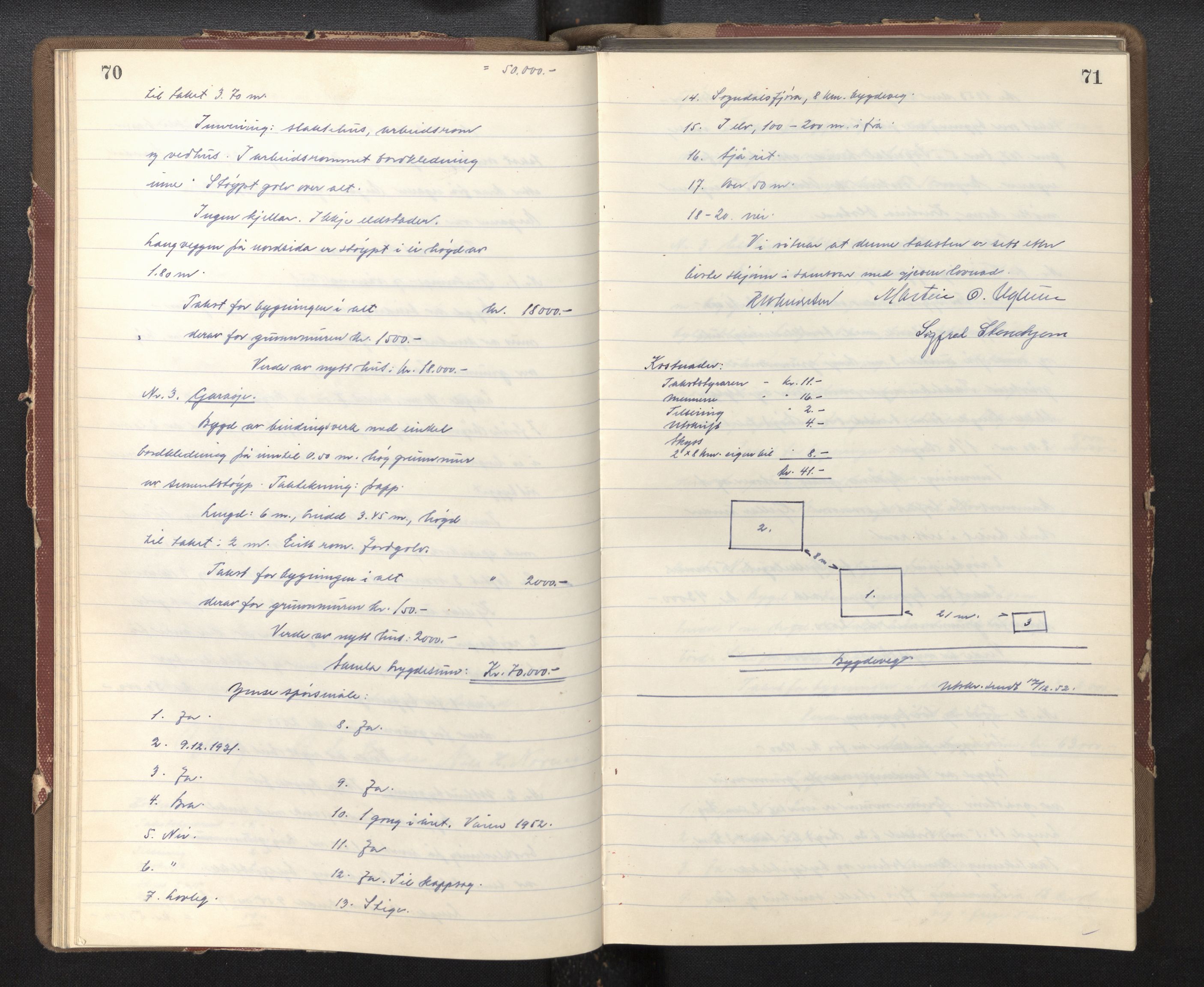 Lensmannen i Sogndal, AV/SAB-A-29901/0012/L0007: Branntakstprotokoll, 1952-1955, p. 70-71