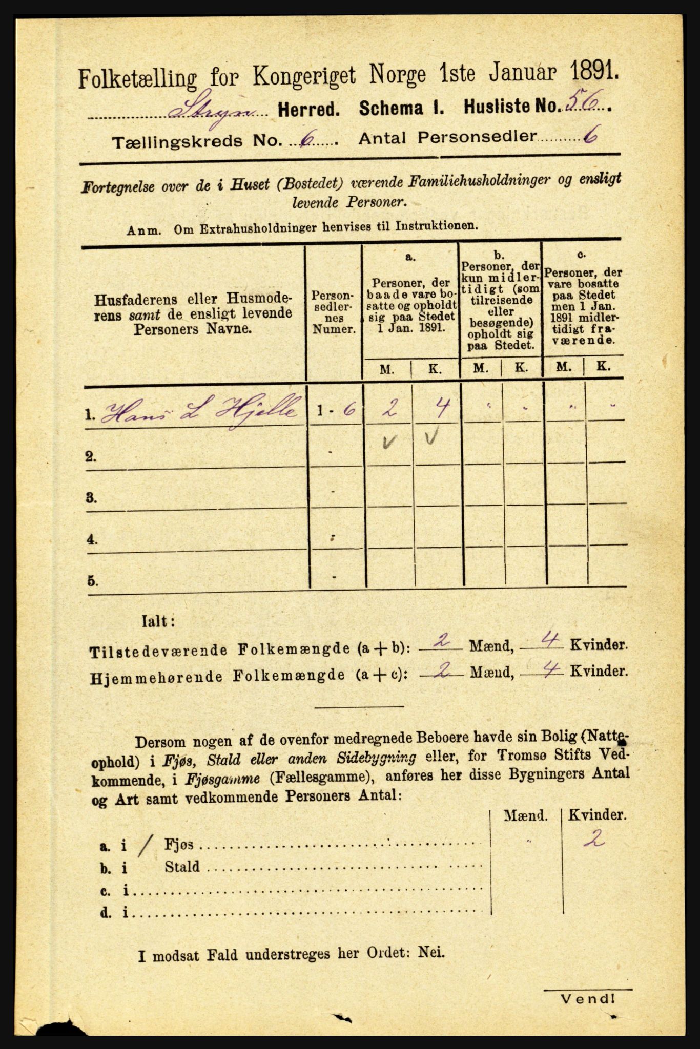 RA, 1891 census for 1448 Stryn, 1891, p. 2386