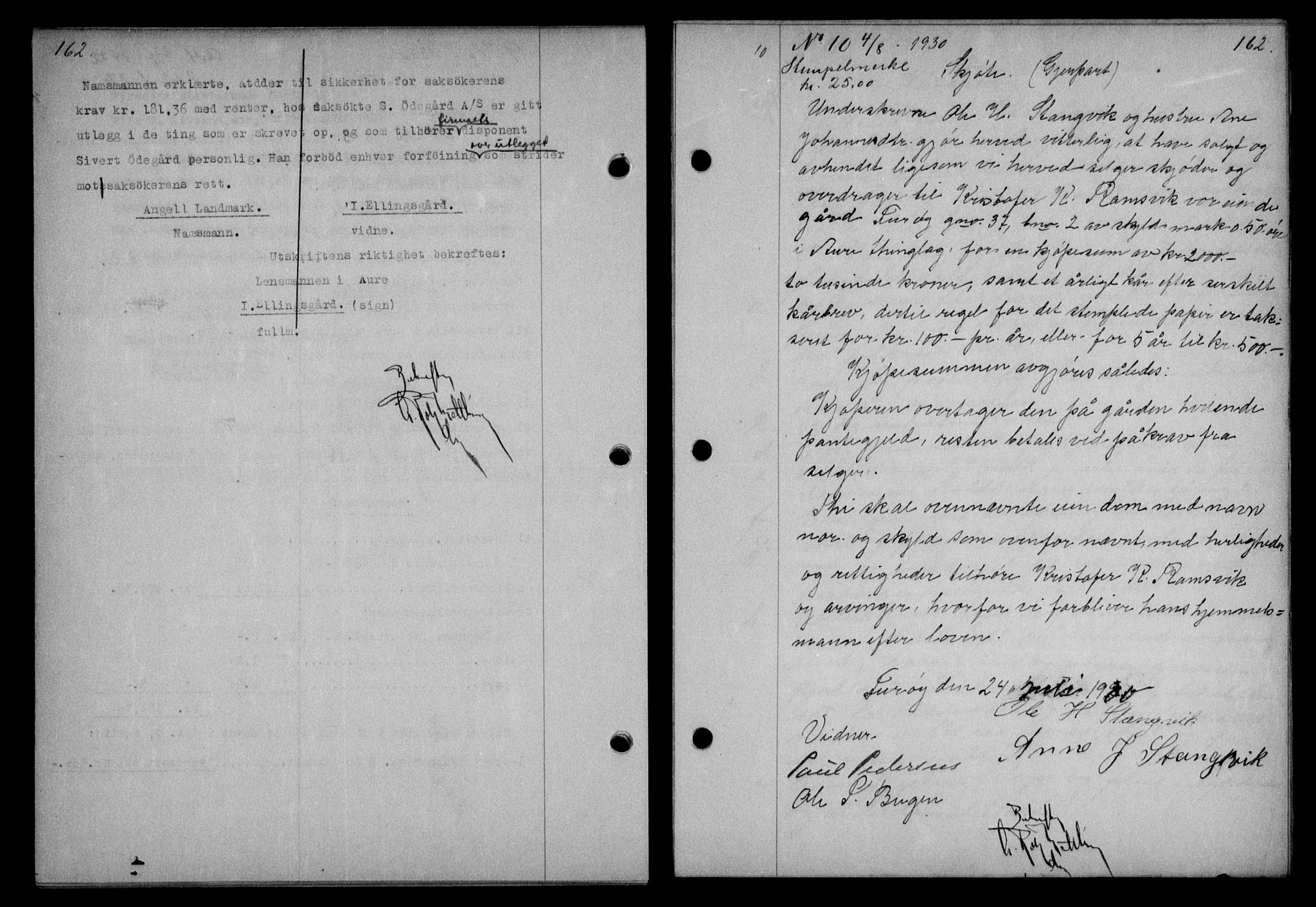 Nordmøre sorenskriveri, AV/SAT-A-4132/1/2/2Ca/L0070: Mortgage book no. 60, 1930-1930, Deed date: 04.08.1930