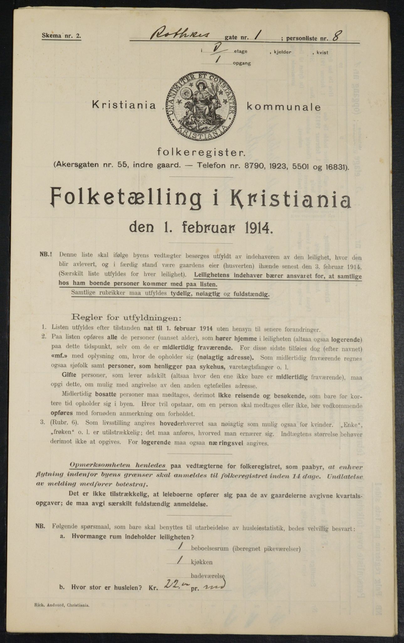 OBA, Municipal Census 1914 for Kristiania, 1914, p. 81845