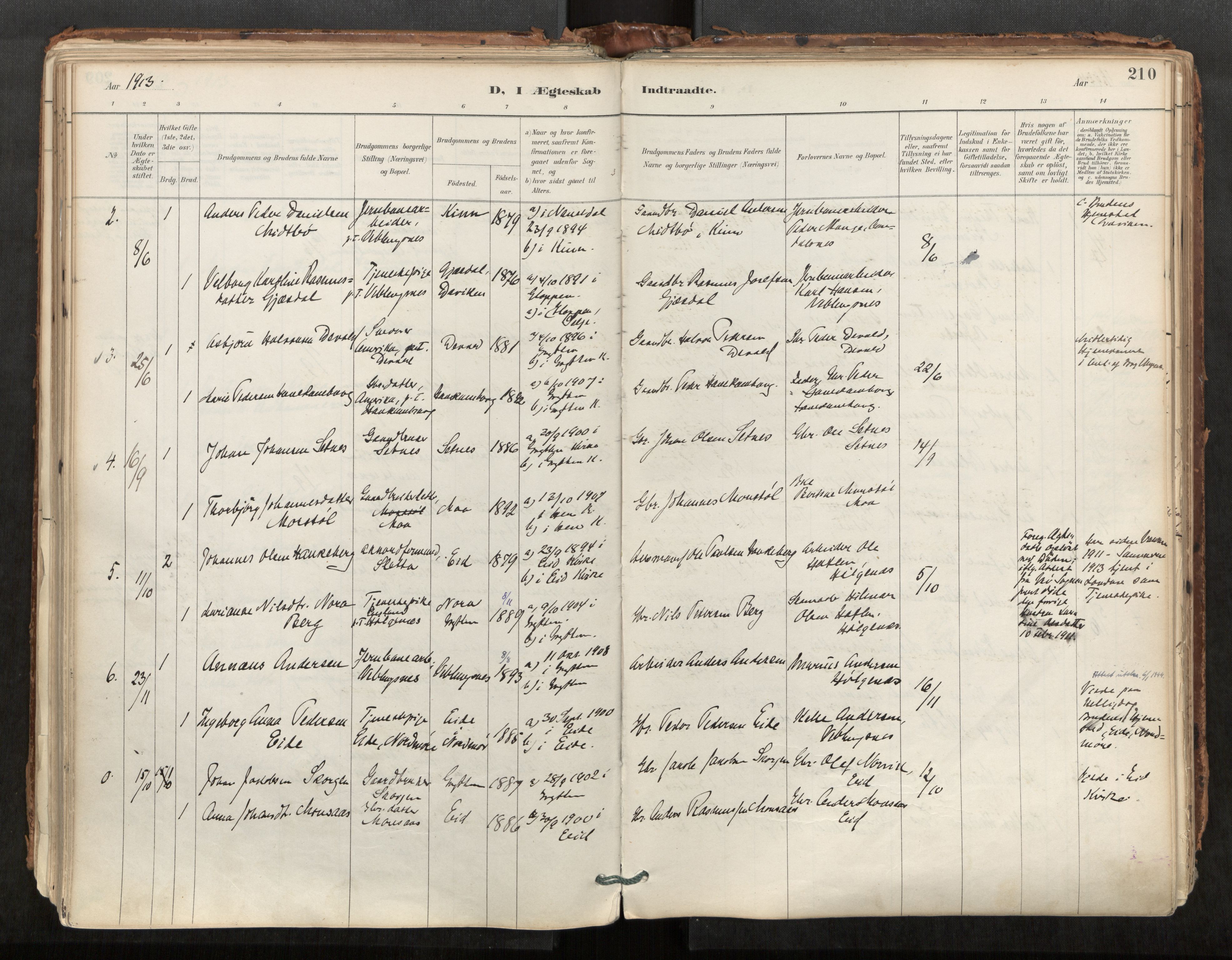 Ministerialprotokoller, klokkerbøker og fødselsregistre - Møre og Romsdal, AV/SAT-A-1454/544/L0585: Parish register (official) no. 544A06, 1887-1924, p. 210