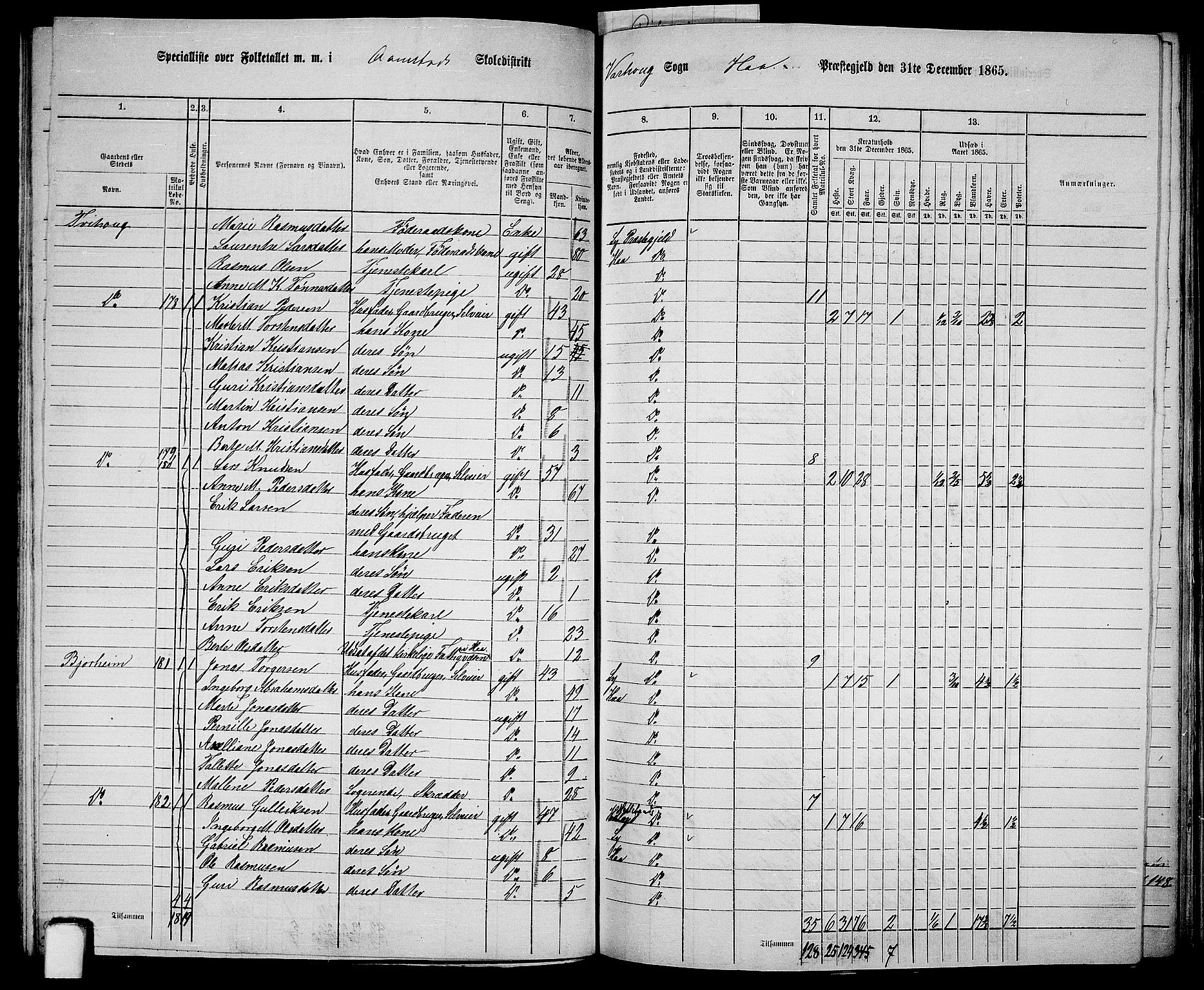 RA, 1865 census for Hå, 1865, p. 64