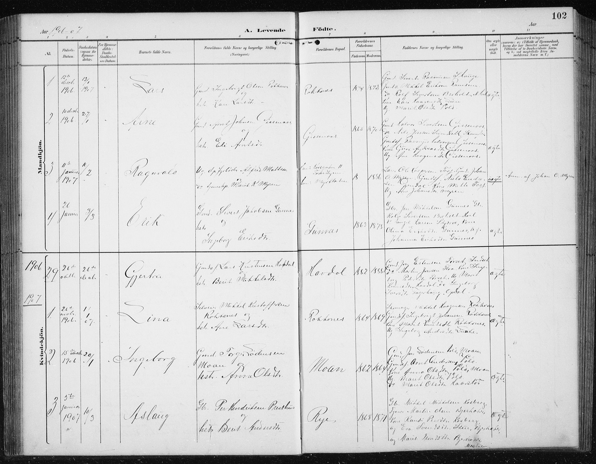 Ministerialprotokoller, klokkerbøker og fødselsregistre - Sør-Trøndelag, SAT/A-1456/674/L0876: Parish register (copy) no. 674C03, 1892-1912, p. 102