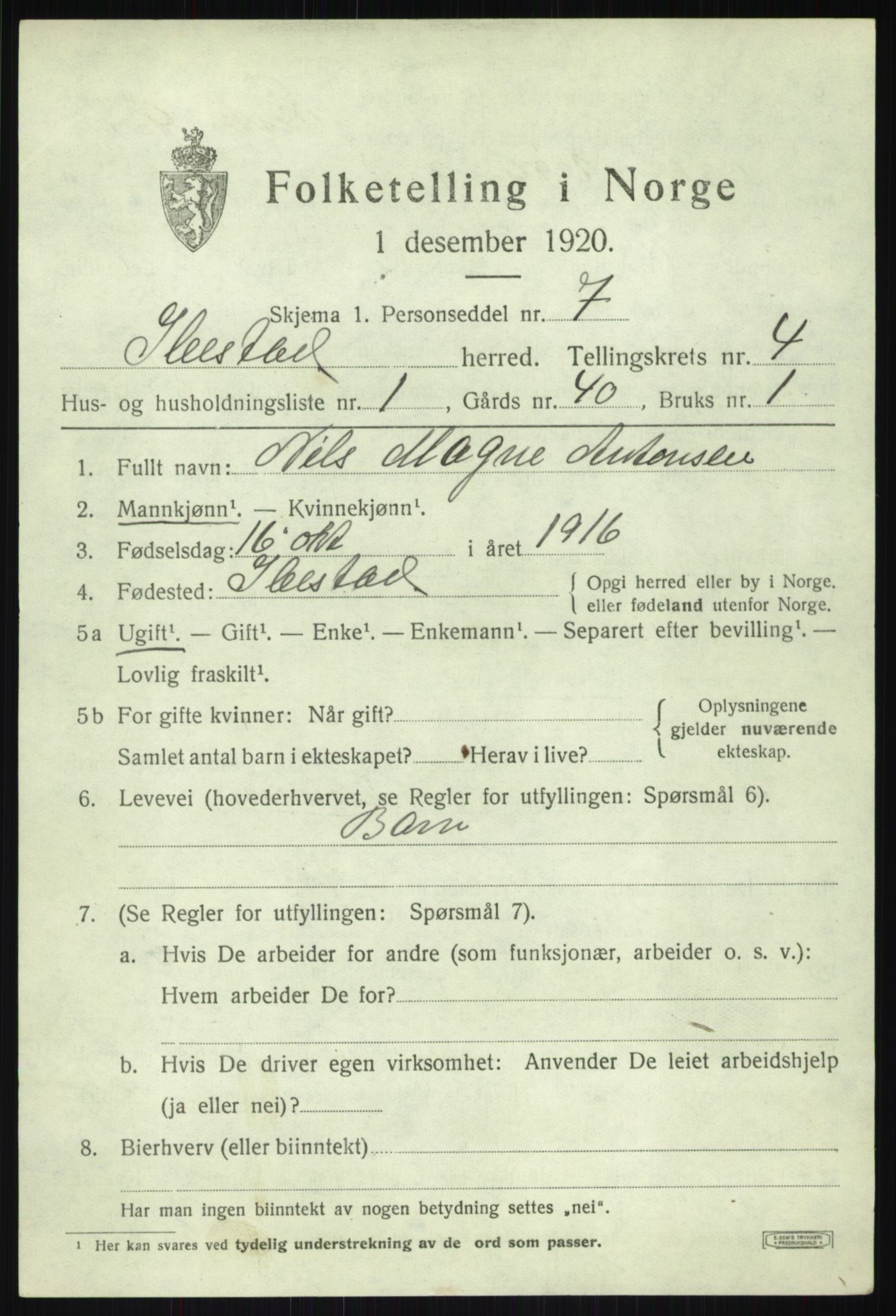 SATØ, 1920 census for Ibestad, 1920, p. 3129