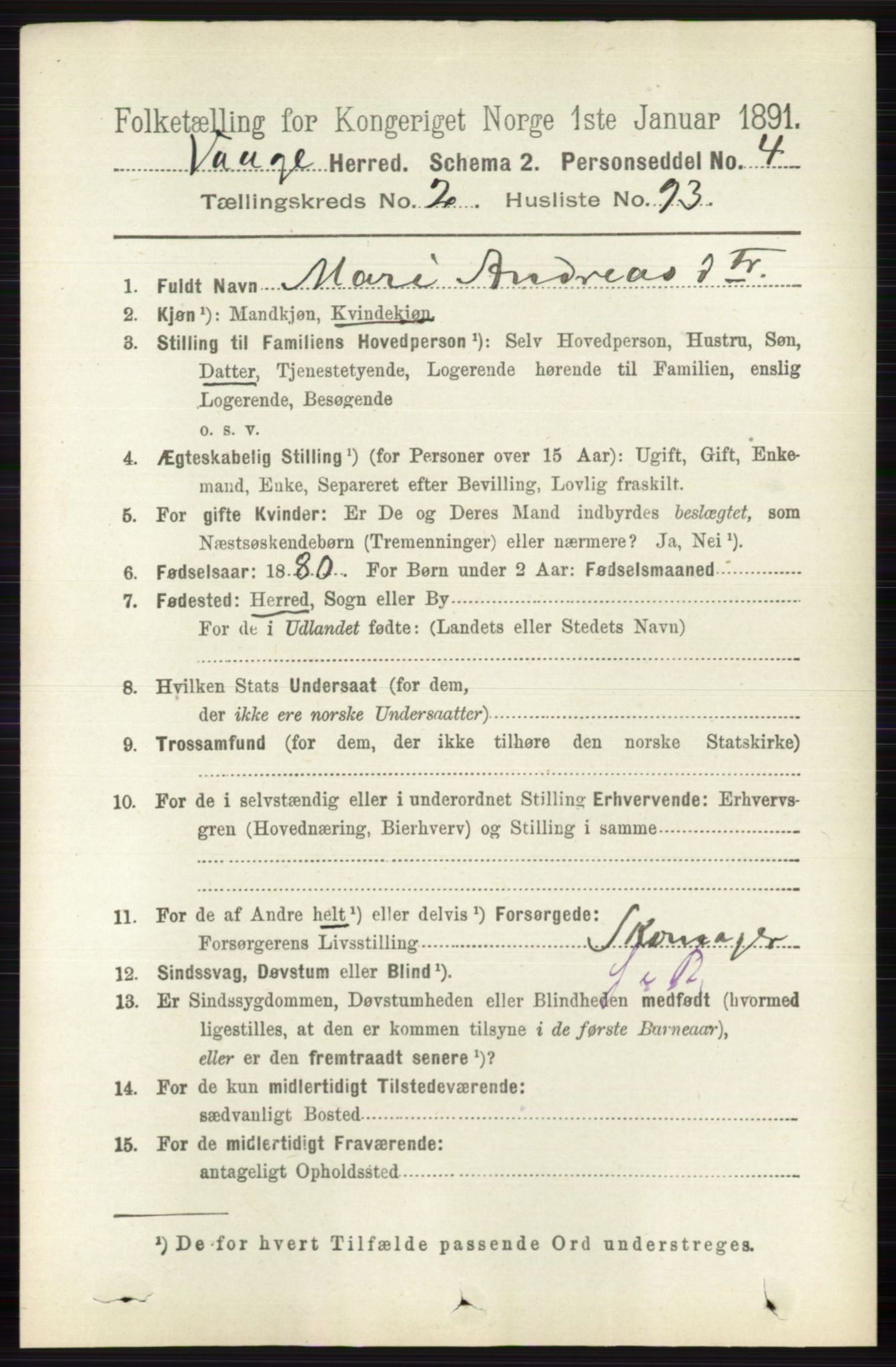 RA, 1891 census for 0515 Vågå, 1891, p. 1760