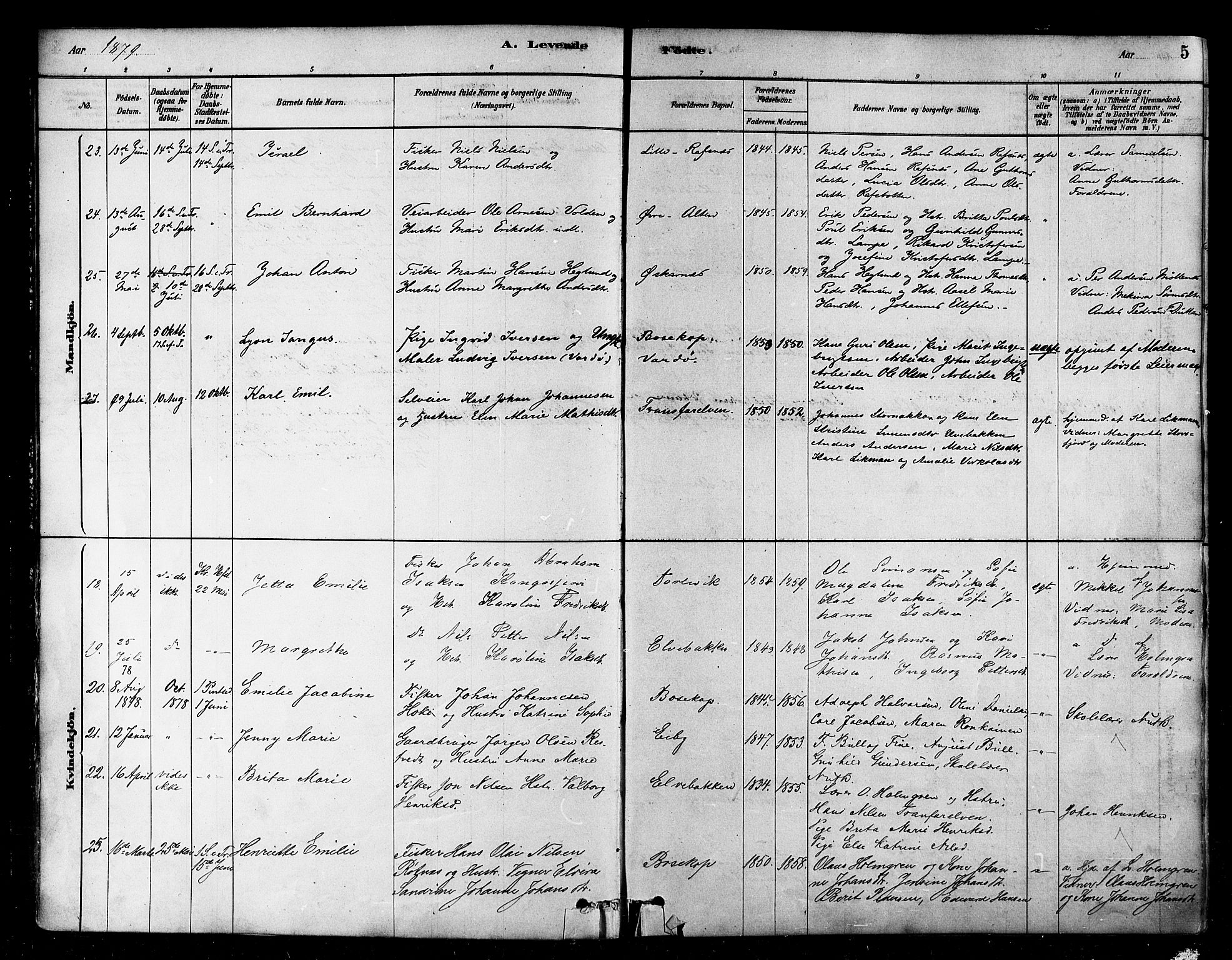 Alta sokneprestkontor, AV/SATØ-S-1338/H/Ha/L0002.kirke: Parish register (official) no. 2, 1879-1892, p. 5