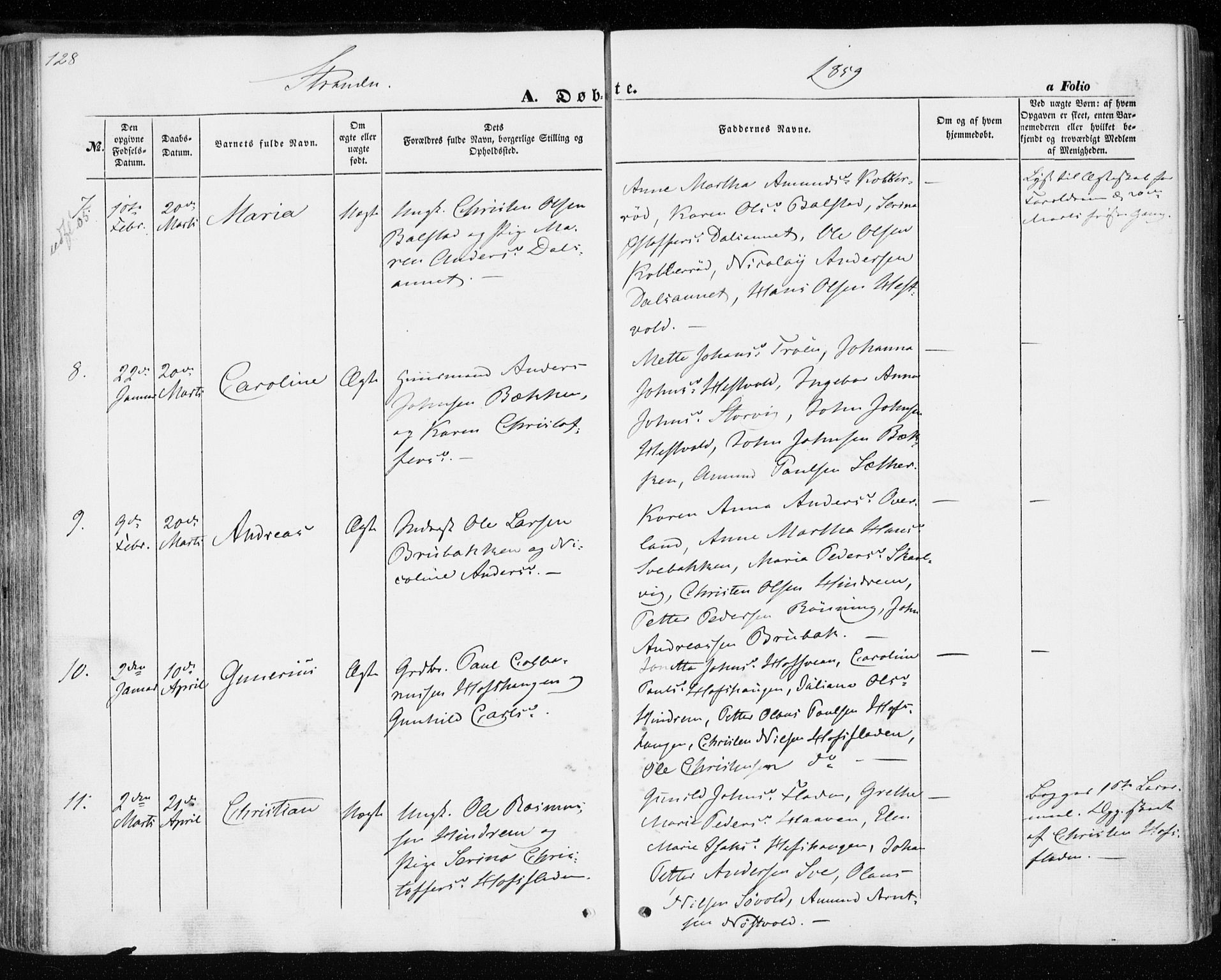 Ministerialprotokoller, klokkerbøker og fødselsregistre - Nord-Trøndelag, SAT/A-1458/701/L0008: Parish register (official) no. 701A08 /2, 1854-1863, p. 128