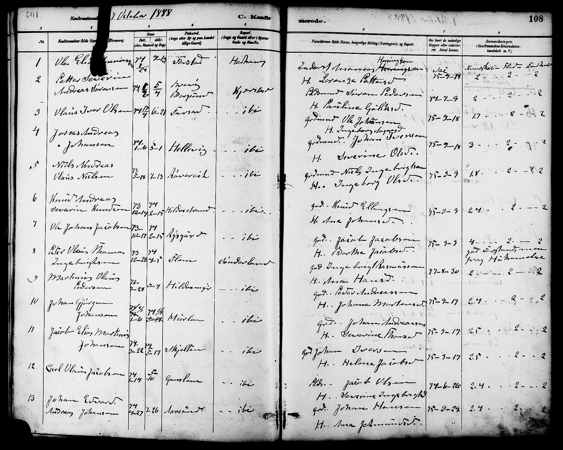 Ministerialprotokoller, klokkerbøker og fødselsregistre - Møre og Romsdal, AV/SAT-A-1454/536/L0501: Parish register (official) no. 536A10, 1884-1896, p. 108