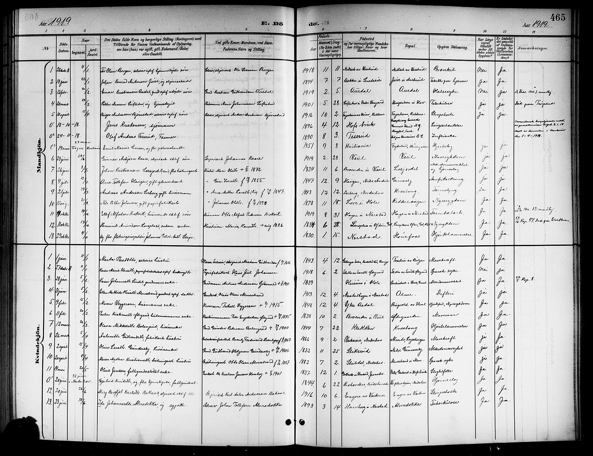 Norderhov kirkebøker, SAKO/A-237/G/Gb/L0002: Parish register (copy) no. II 2, 1891-1921, p. 465