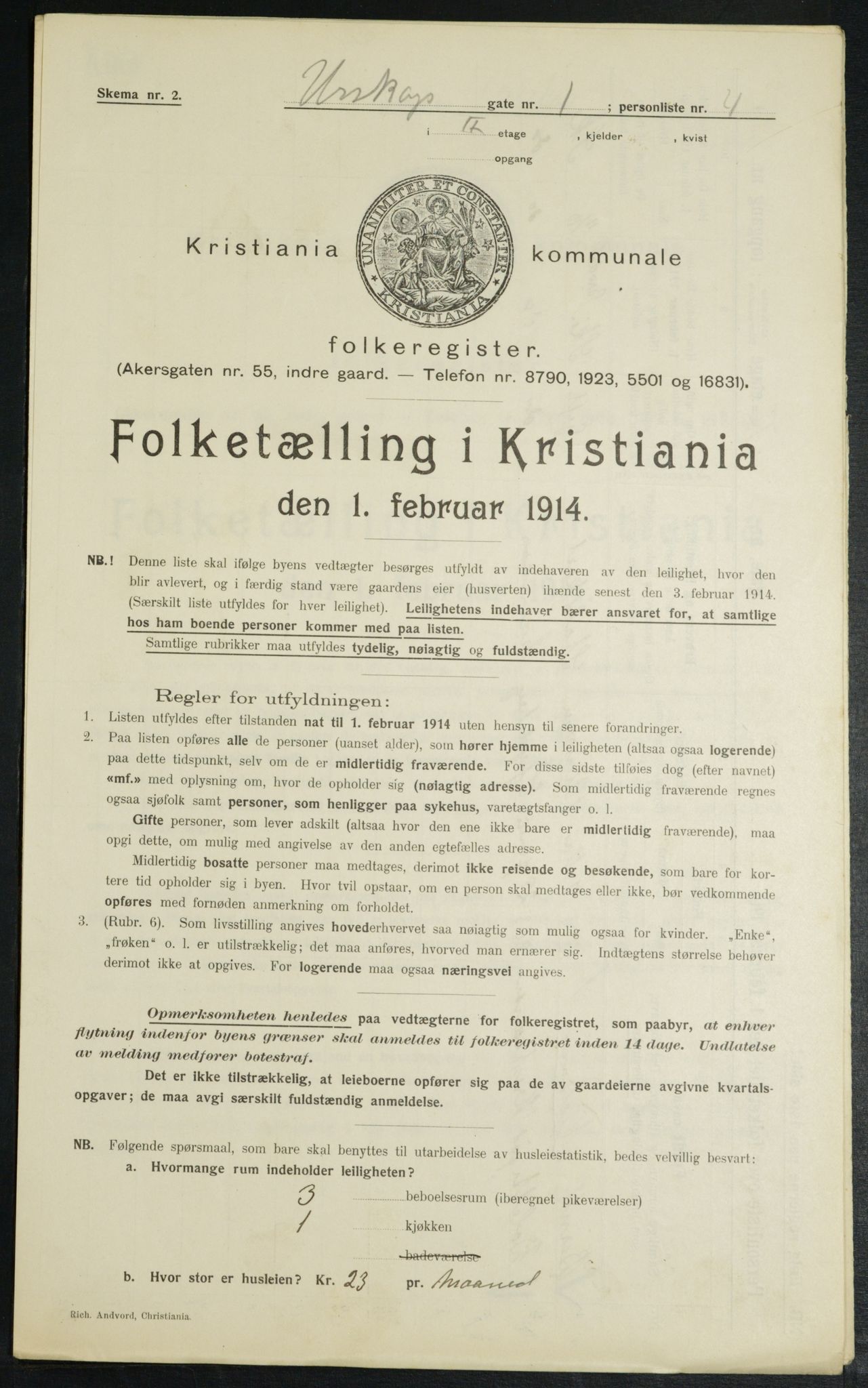 OBA, Municipal Census 1914 for Kristiania, 1914, p. 2548