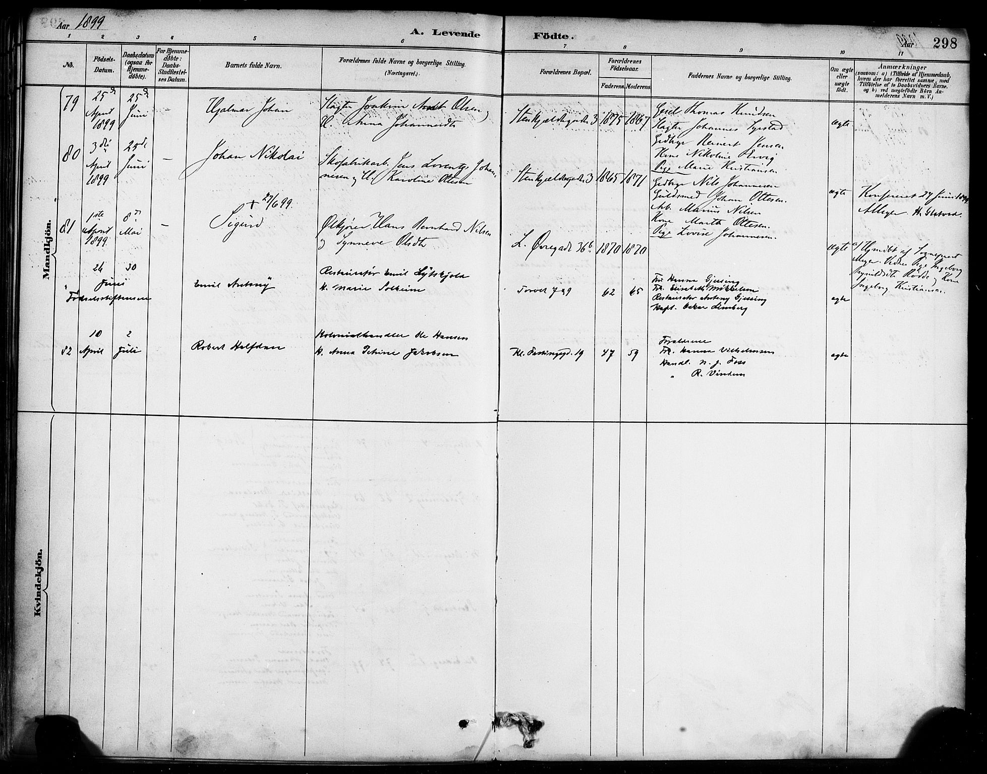 Korskirken sokneprestembete, AV/SAB-A-76101/H/Haa/L0022: Parish register (official) no. B 8, 1889-1899, p. 298